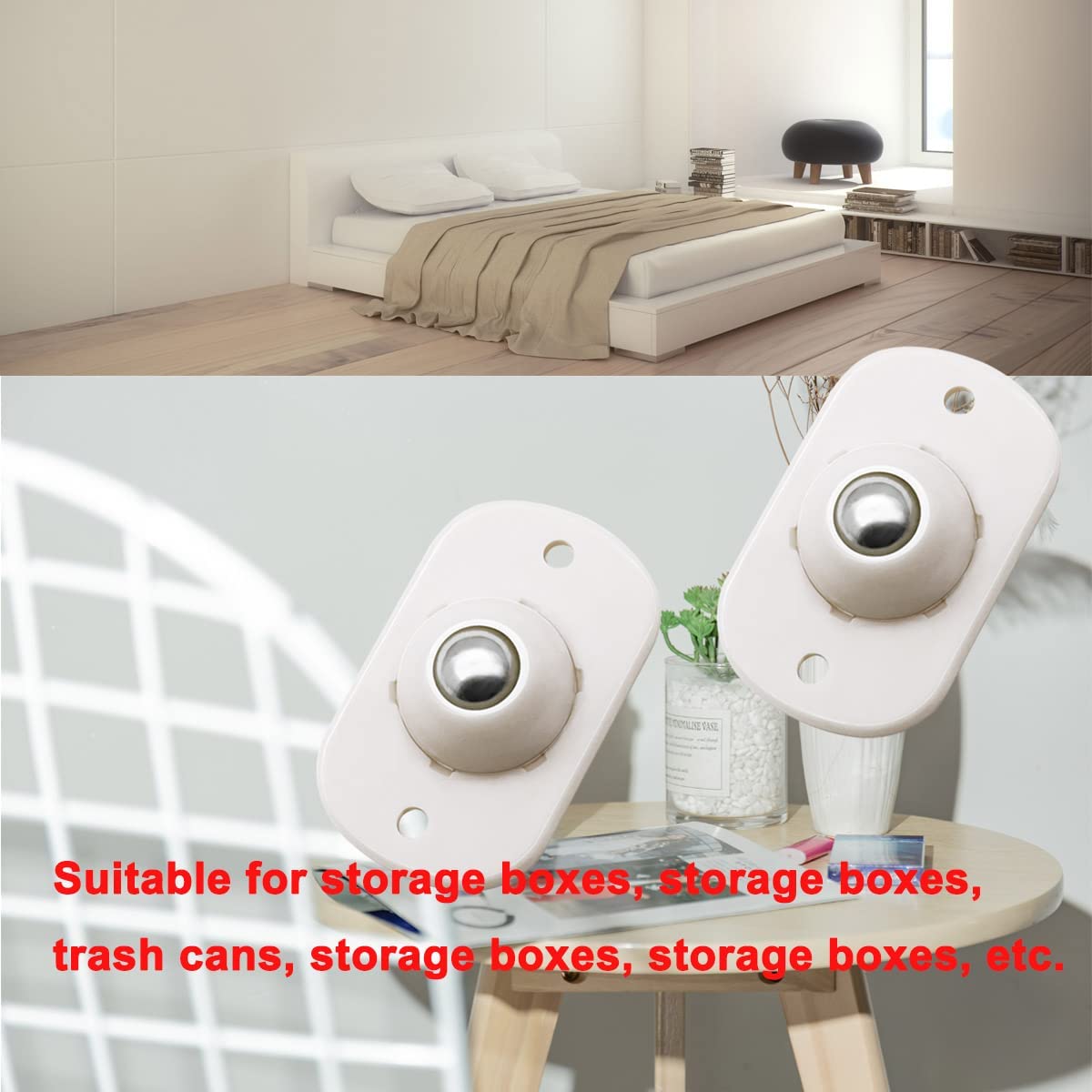 TLBS 4Pcs Self Adhesive Mini Swivel Casters Wheels,Universal Wheels at The Bottom of The Storage Box, Swivel Caster Wheels 360 Degree Rotation Pulley for Furniture Various Storage Boxes