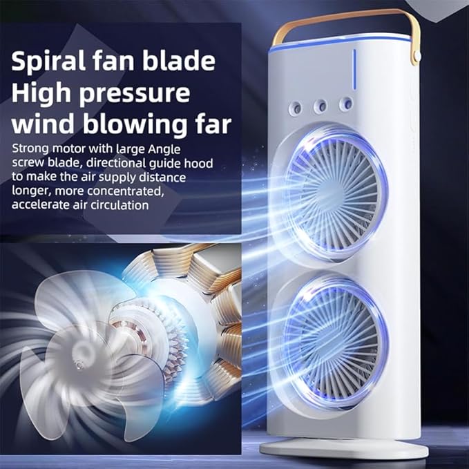 Double Ended Spray Fan, Desk Fan with Mist Spray, Travel Cooler Fan, Water Misting Fan, USB Rechargeable Mini Desktop Table Cooling Fan for Office