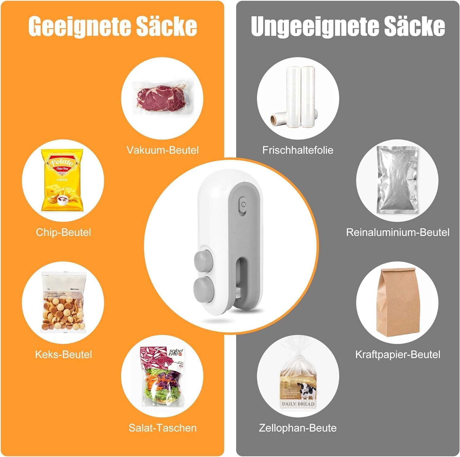 TLBS Portable Mini Sealing Machine 2 in 1 USB Rechargeable Magnetic Bag Sealer Heat Seal with Cutter, Plastic Bags Packing Machine Home Appliances