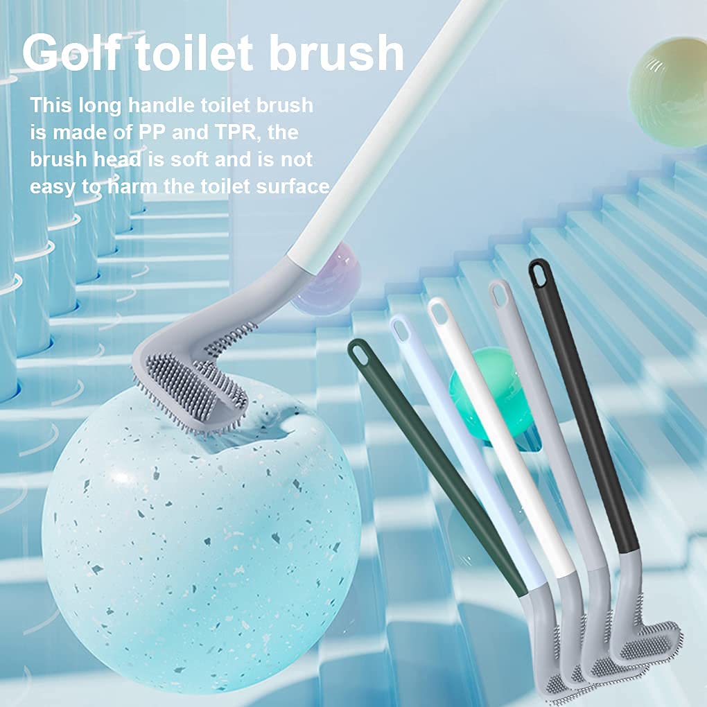 TLBS Golf Toilet Cleaner Brush with Holder & Magic Sticker , Slim Holder Anti-drip