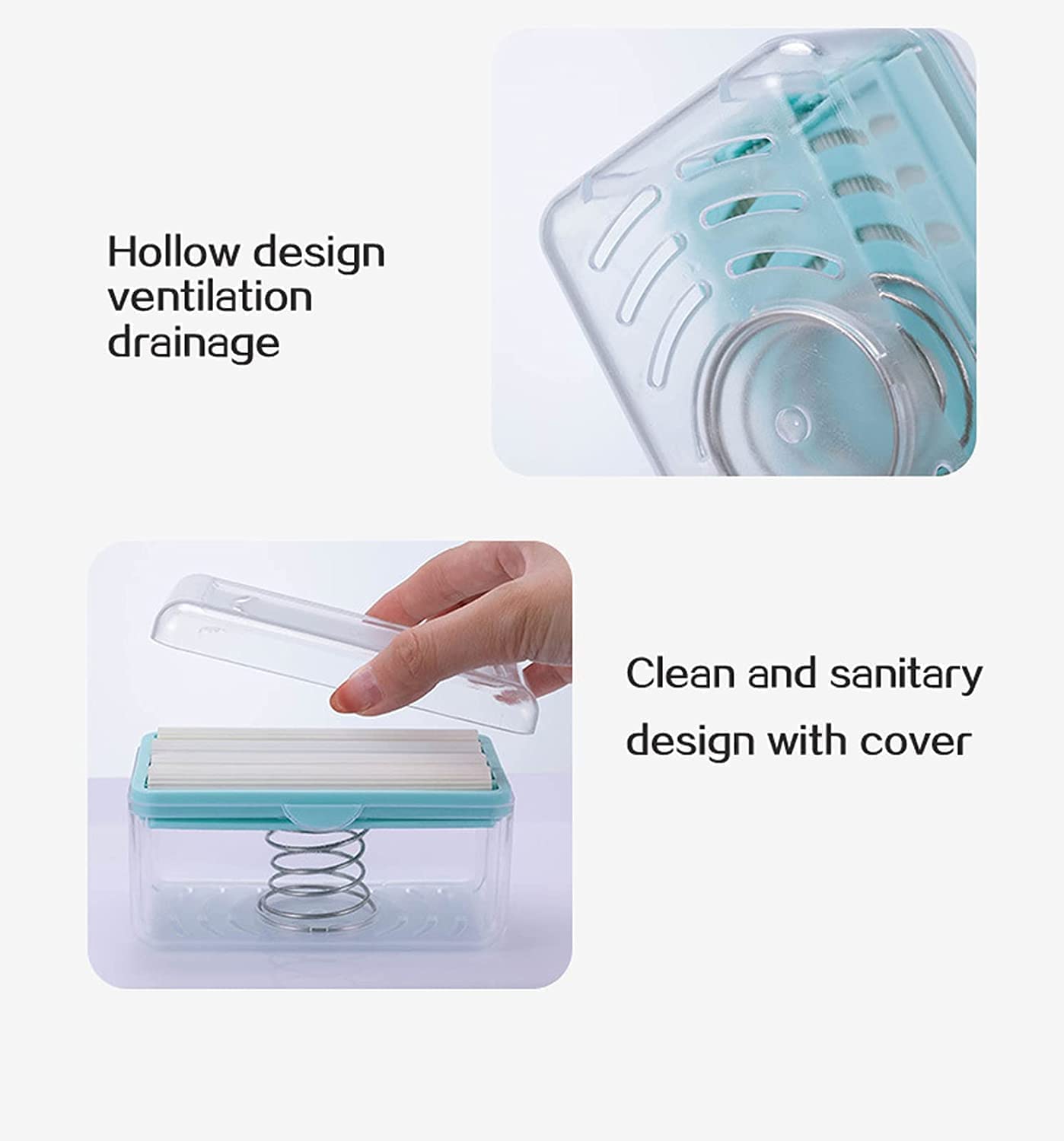 2-in-1 Portable Soap Dish & Soap Dispenser with Roller and Drain Holes, Foaming Soap Bar Box