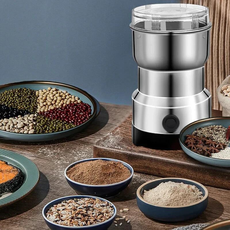 Mini Spice Coffee Grinder Electric Stainless Steel Fast Grinding Multifunction Smash Machine Dry Grain Mill Grinder for Spices Powder Seeds Rice Beans Seasonings