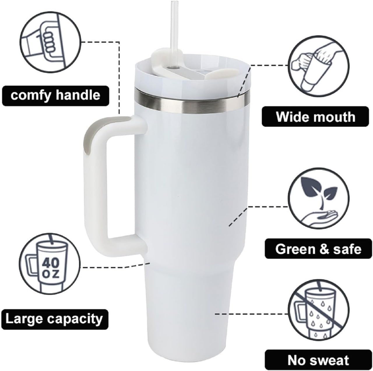 Reusable 1200ML Vacuum Flask Water Bottle Outdoor Sport Coffee Mugs Stainless Steel Tumbler with Handle and Straw (Multi color)