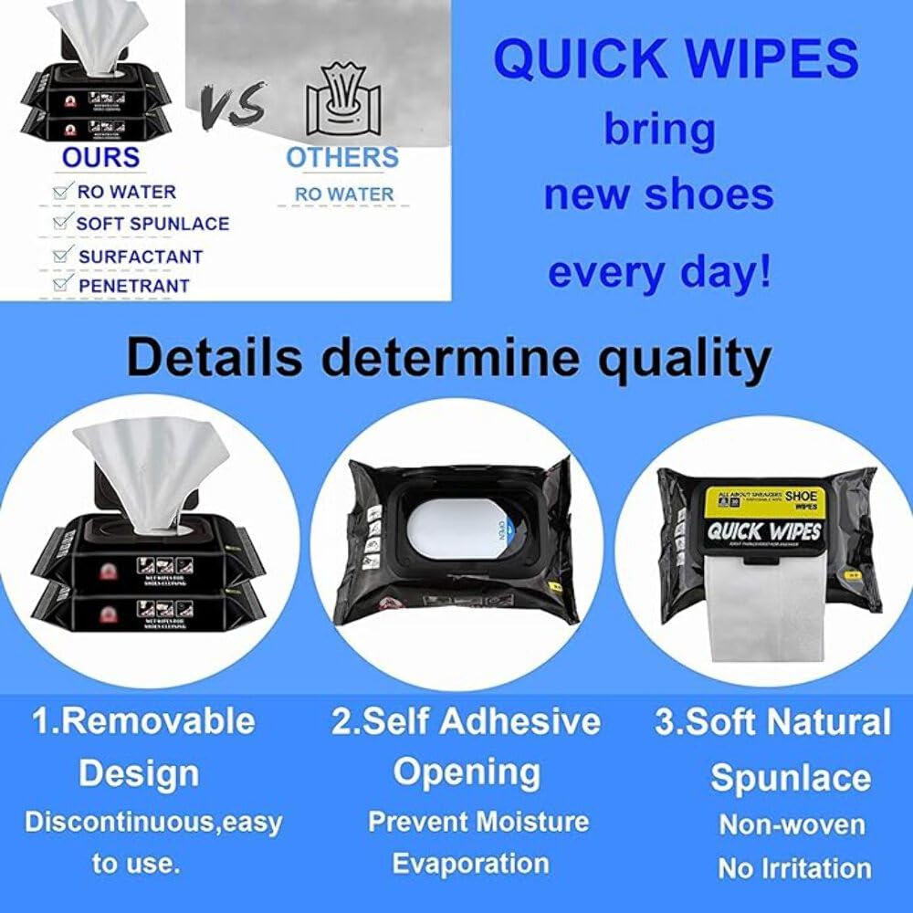 TLBS Shoe Cleaner Wipes 80 Pcs Best Quickly Remove Dirt & Stains - These Disposable Shoe Cleaning Wipes