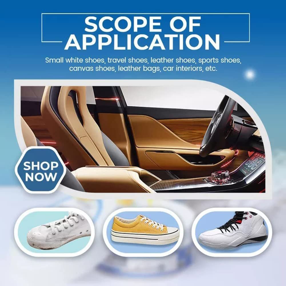 White Shoe Cleaning Cream, Stain Cleansing Cream for Shoe, Re-Color and Polish Smooth Leather Shoes and Boots, Sneaker Cleaner White Shoes 260 grm