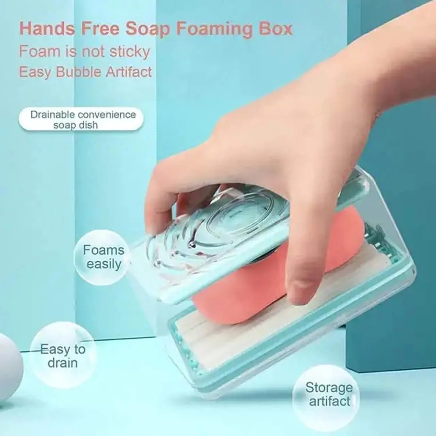 2-in-1 Portable Soap Dish & Soap Dispenser with Roller and Drain Holes, Foaming Soap Bar Box