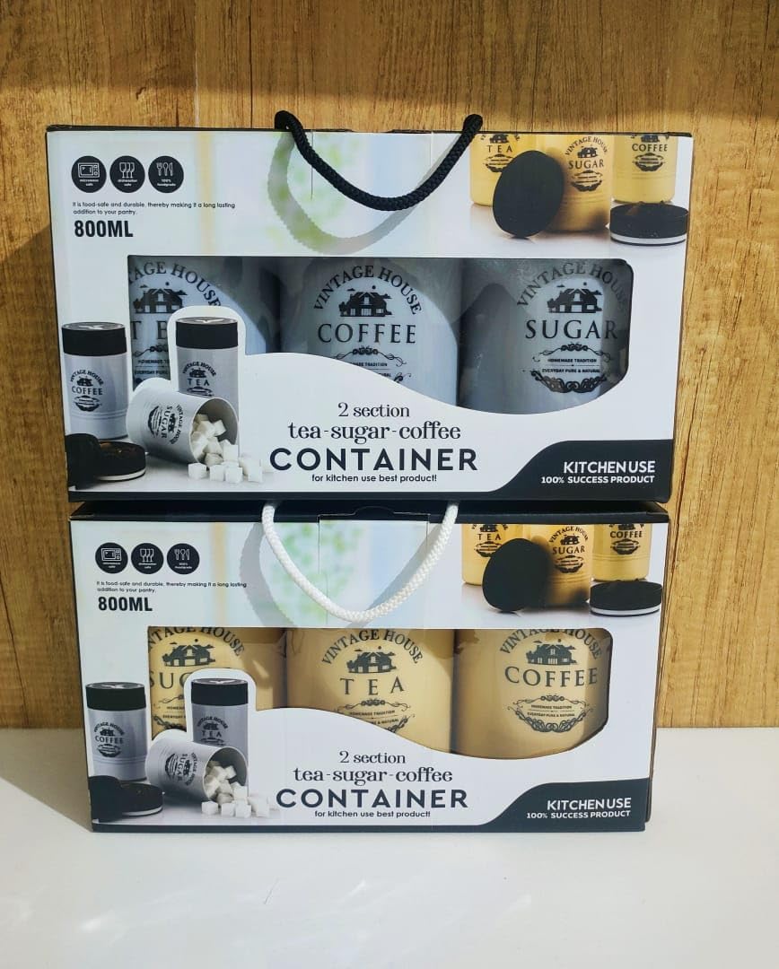 Tea Sugar Coffee Container Set Of 3 Kitchen Container (800ml, Plastic)