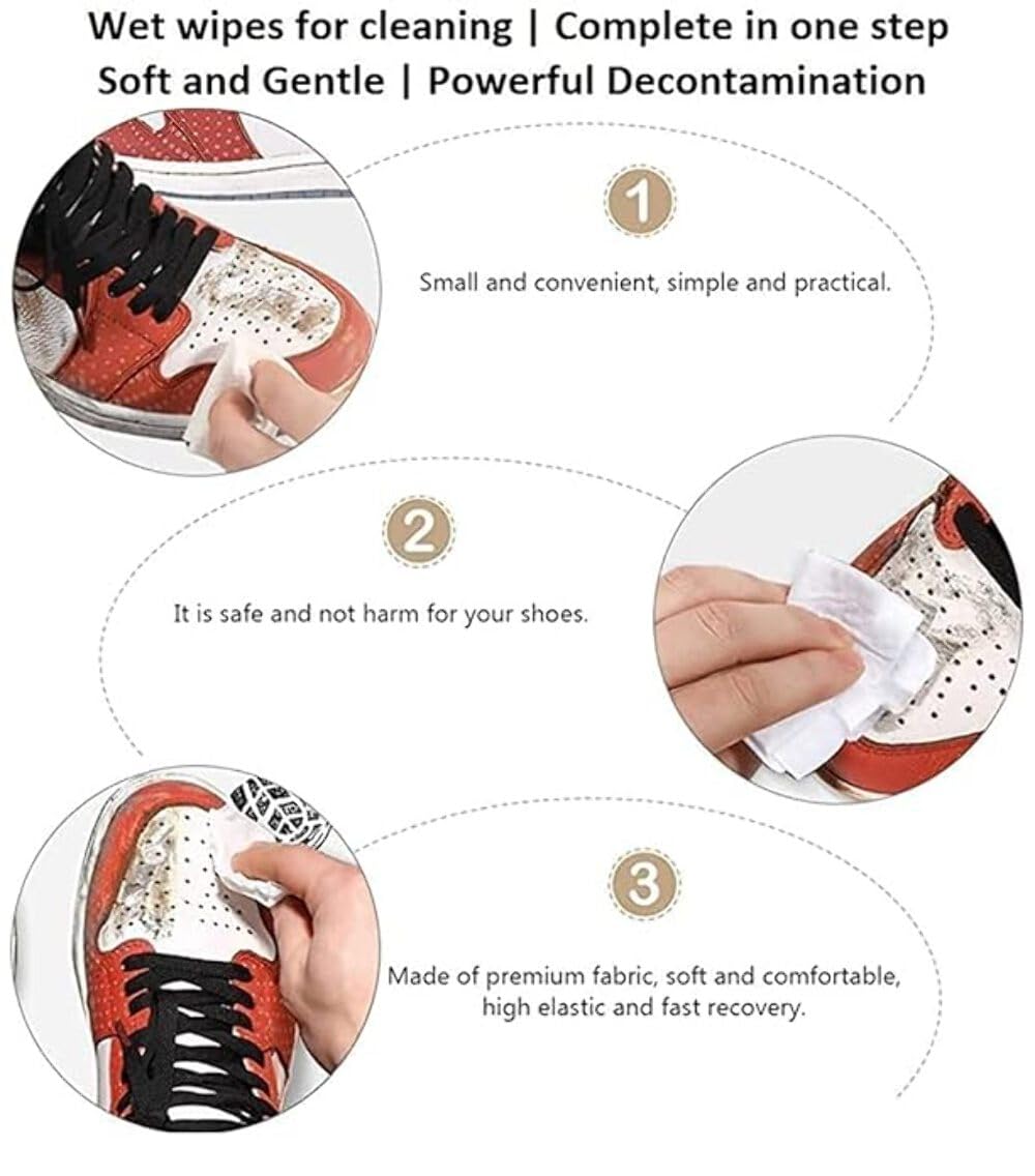 TLBS Shoe Cleaner Wipes 80 Pcs Best Quickly Remove Dirt & Stains - These Disposable Shoe Cleaning Wipes