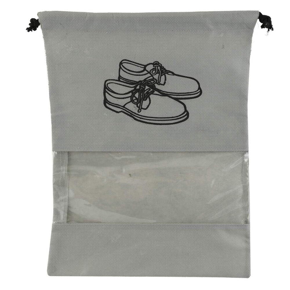 TLBS Shoe Cover/String Bag Organizer|Shoe Print & Non Woven Material|Transparent Window|Size 43 x 30 Cm (PREMIUM) (8 pcs)