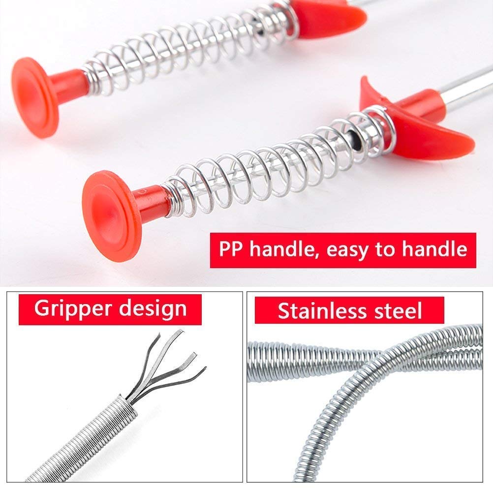 TLBS Metal Wire Brush Hand Kitchen Sink Cleaning Hook Sewer Dredging Device Spring Pipe Hair Dredging Tool