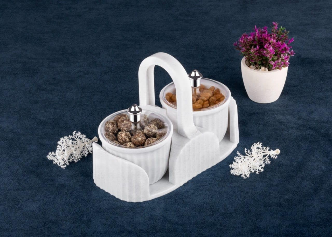 Marvella Multipurpose Dry Fruit Box 2 pc Jar Set Aachar Pickle Container Mukhwas Tray Dining Spice Stand Plastic Chocolate Mouth Freshener Sweets Masala Storage For Home kitchen Dining (Multi-Color)