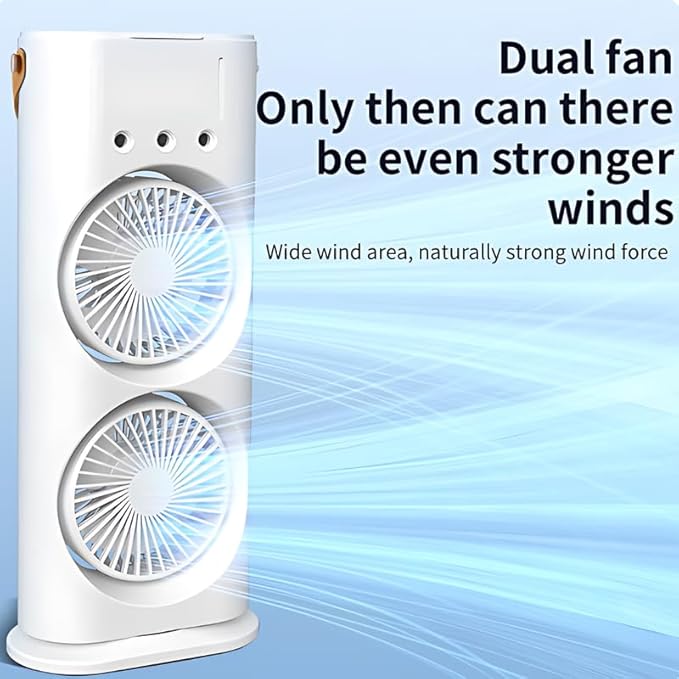 Double Ended Spray Fan, Desk Fan with Mist Spray, Travel Cooler Fan, Water Misting Fan, USB Rechargeable Mini Desktop Table Cooling Fan for Office