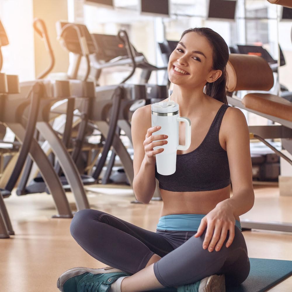 Reusable 1200ML Vacuum Flask Water Bottle Outdoor Sport Coffee Mugs Stainless Steel Tumbler with Handle and Straw (Multi color)