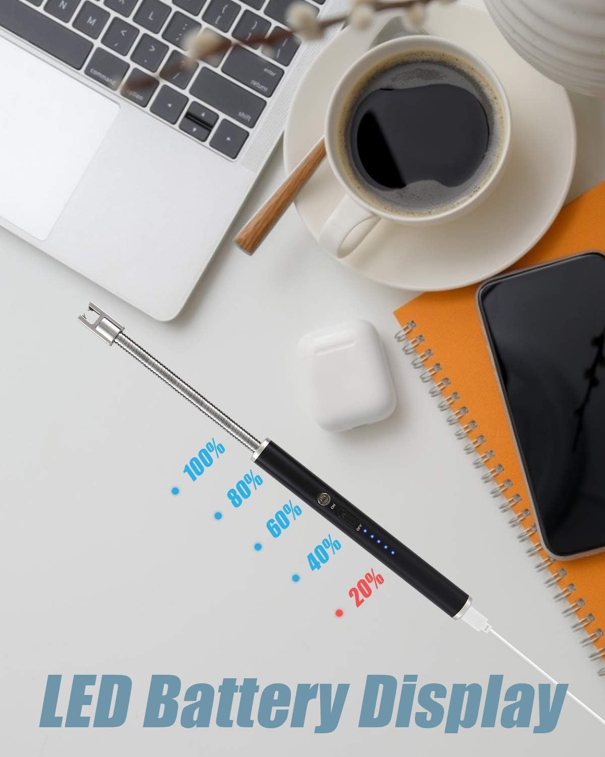 TLBS ARC Lighter, Rechargeable Electric Gas Lighter for Home Use Candle Lighter Plasma Lighter Flameless Windproof USB Lighter 360° Flexible Neck Arc Lighter for Diwali Fireworks