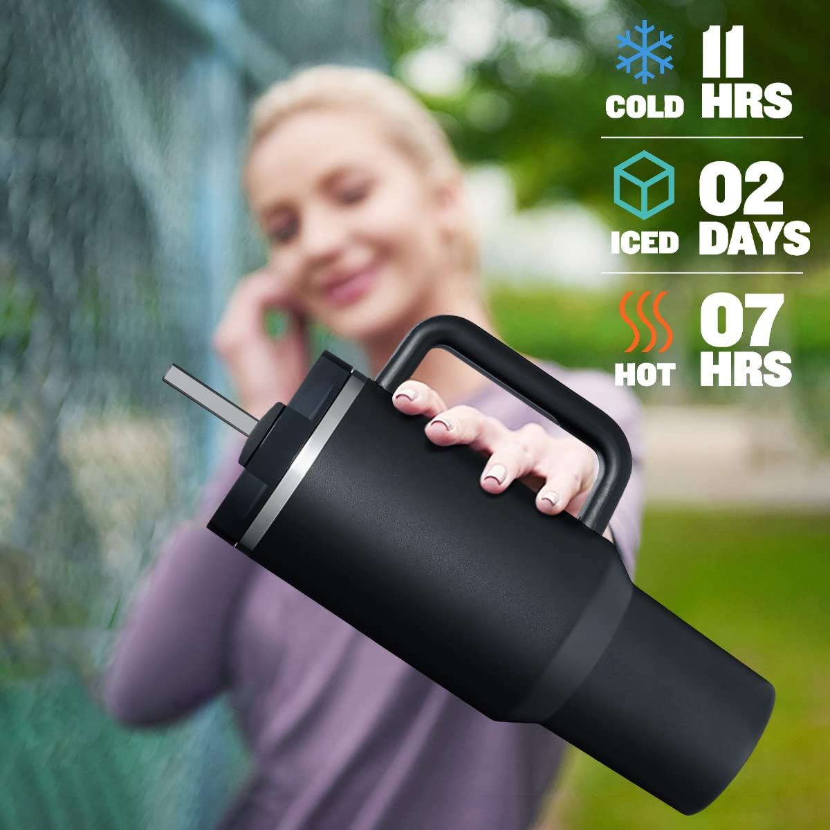 HOT Stainless Steel Tumbler Bottle 1200ml with Lid, Straw & Handle – Double Insulated, Leakproof Cold Drinks (Multicolor)