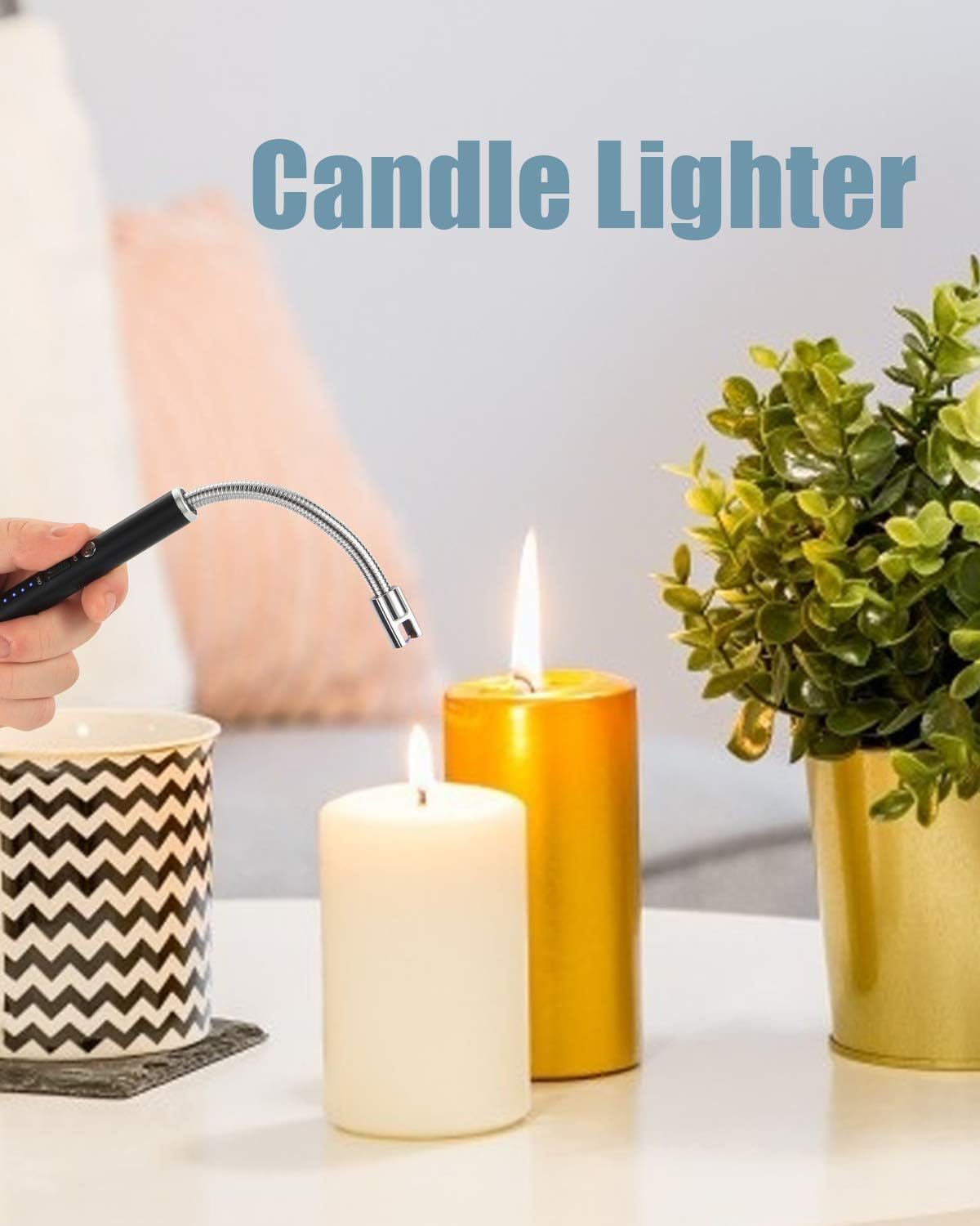 TLBS ARC Lighter, Rechargeable Electric Gas Lighter for Home Use Candle Lighter Plasma Lighter Flameless Windproof USB Lighter 360° Flexible Neck Arc Lighter for Diwali Fireworks