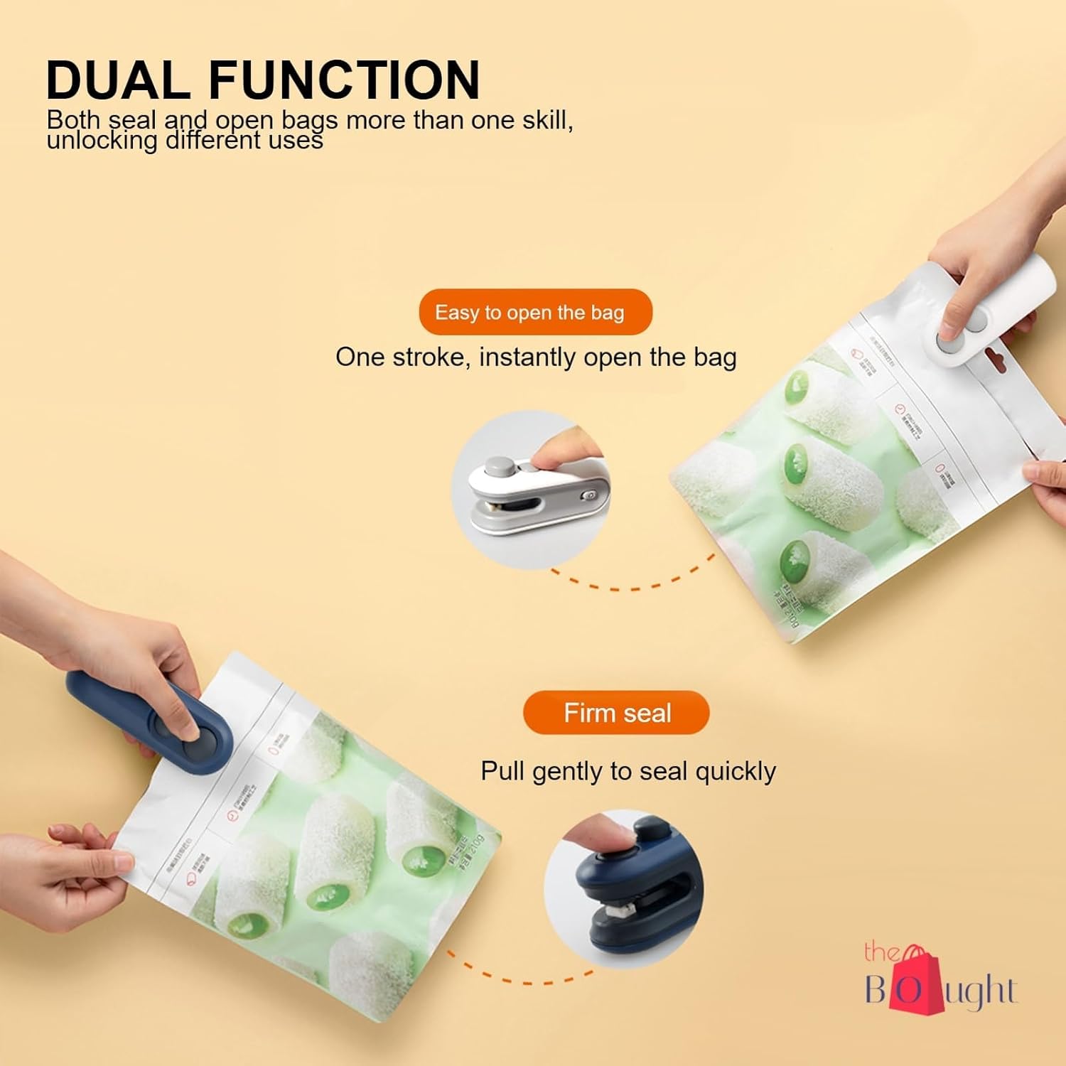 TLBS Portable Mini Sealing Machine 2 in 1 USB Rechargeable Magnetic Bag Sealer Heat Seal with Cutter, Plastic Bags Packing Machine Home Appliances