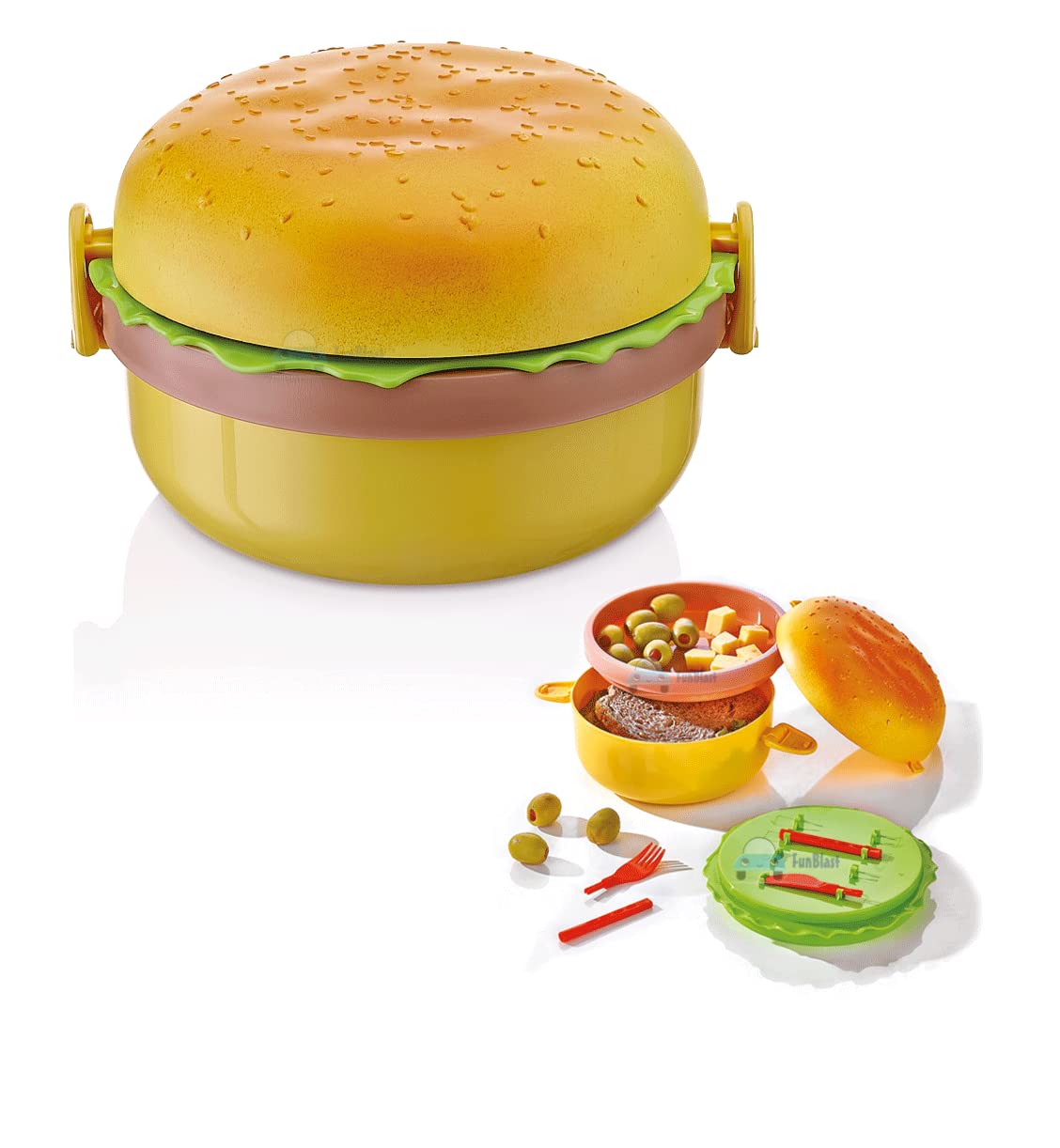 Burger Shape Lunch Box for Kids - School Tiffin Box for Boys & Girls