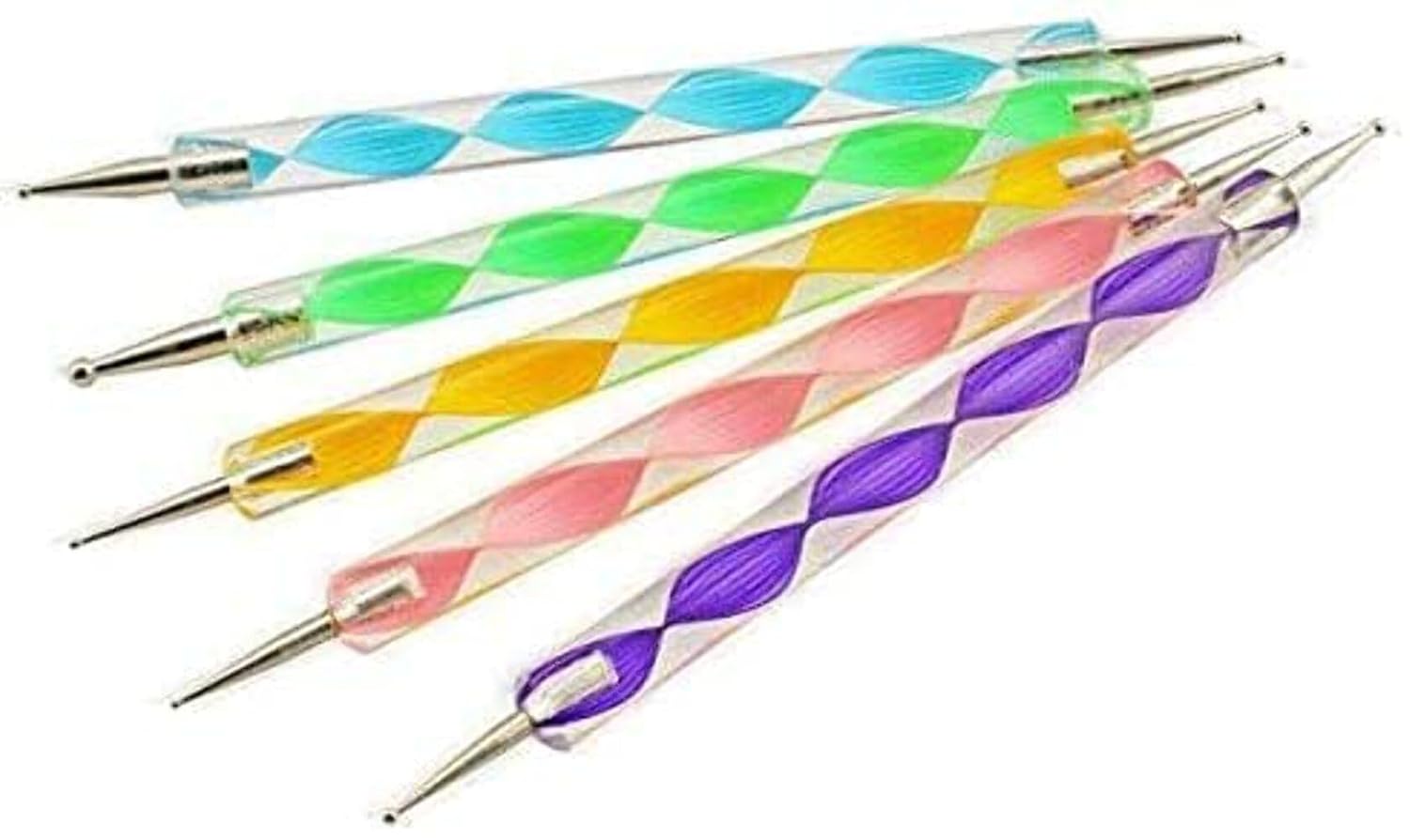 TLBS 5 pieces Nail Art Dotting Marbleizing Tool Pen for Nail Decoration Stamping (Multicolour)