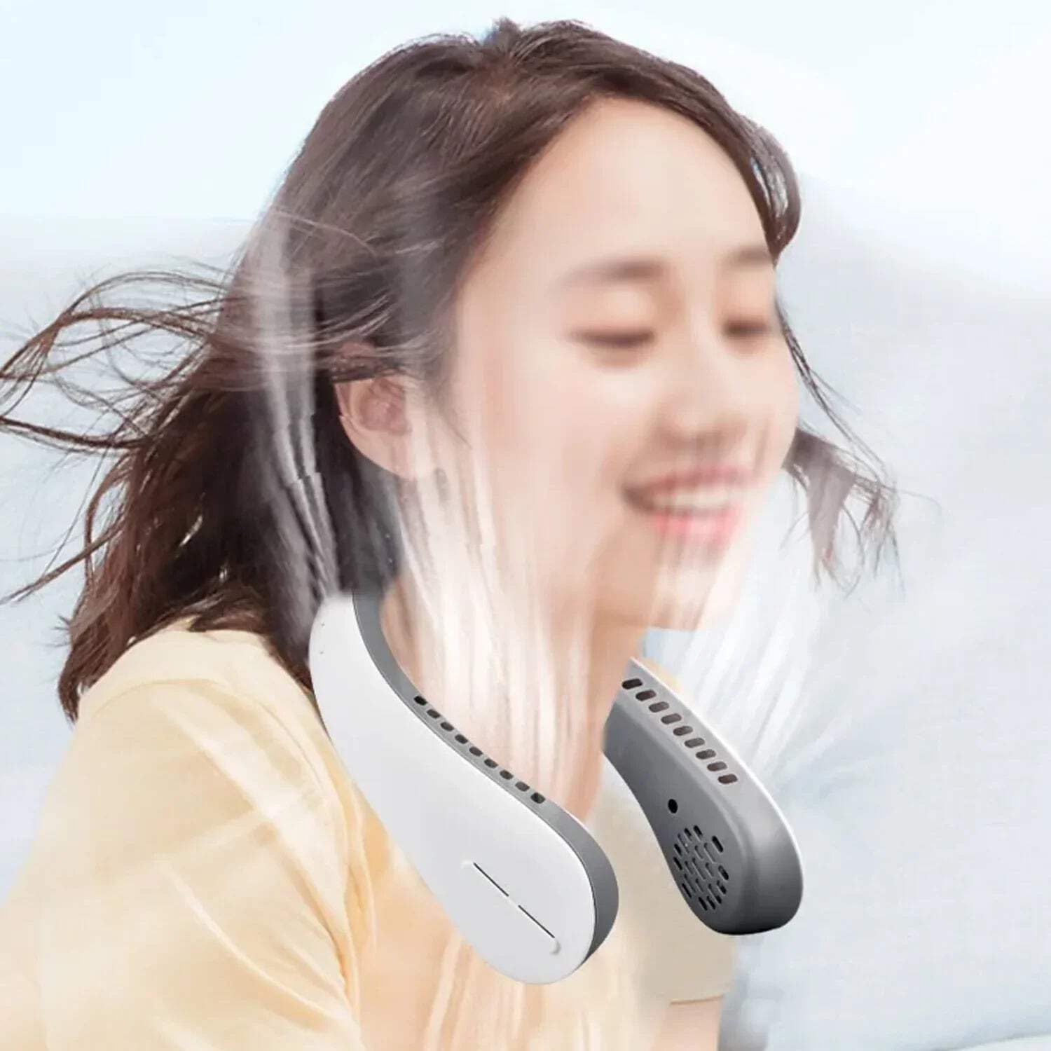 TLBS Neck Fan, Hands Free Wearable Bladeless Fan, Ultra Light Rechargeable Mini USB Fan for Travel/Home