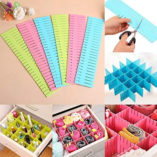 Drawer Divider Organizers, DIY Plastic Grid, Plastic Adjustable Drawer Dividers Makeup Socks, Underwear, Organizer for Clothes, Kitchen, Office