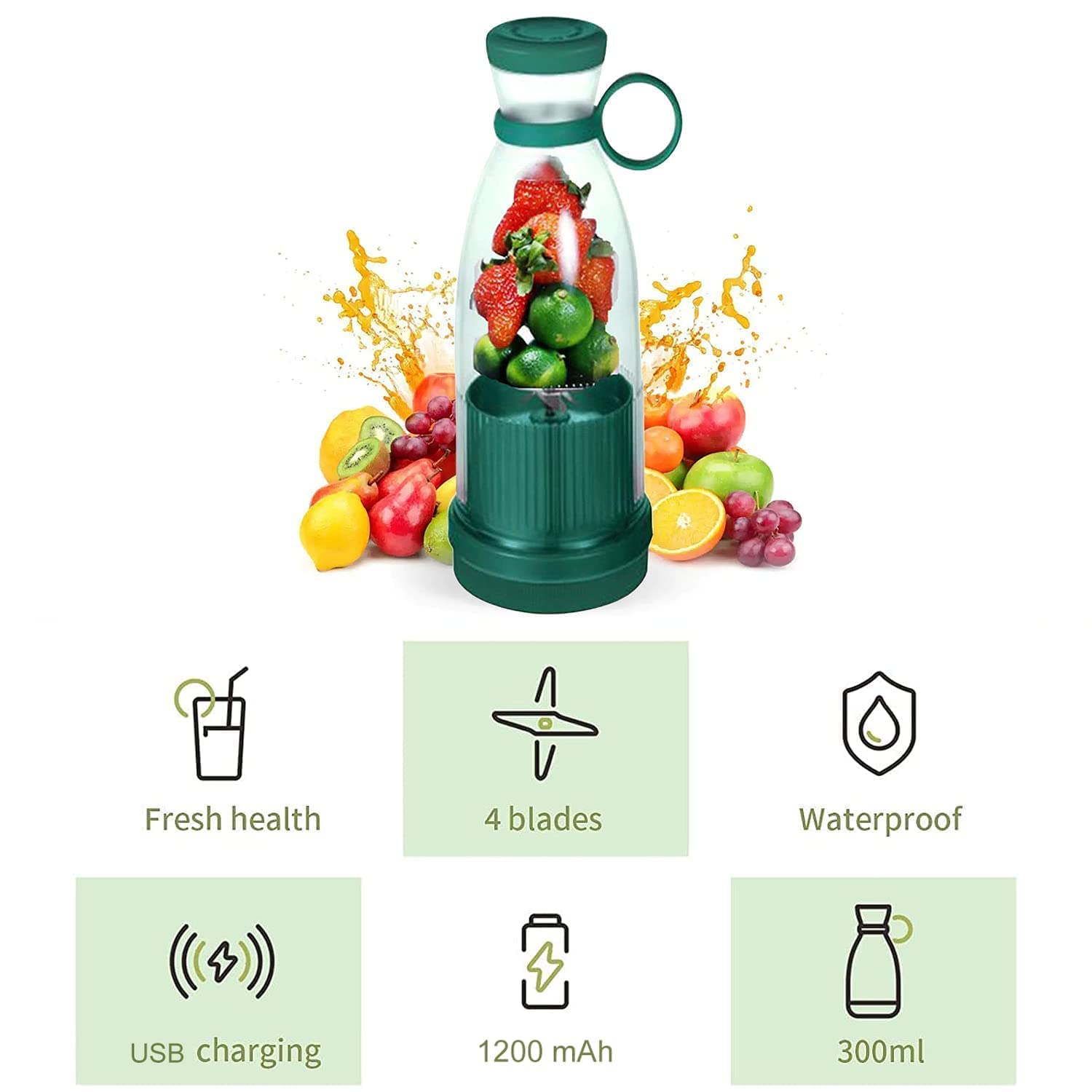 USB Rechargeable Mini Juicer Blender, Electric Juicer Bottle Blender Mixer Grinder, Personal Size Blender for Juices, Shakes and Smoothies, Fruit Juicer Machine