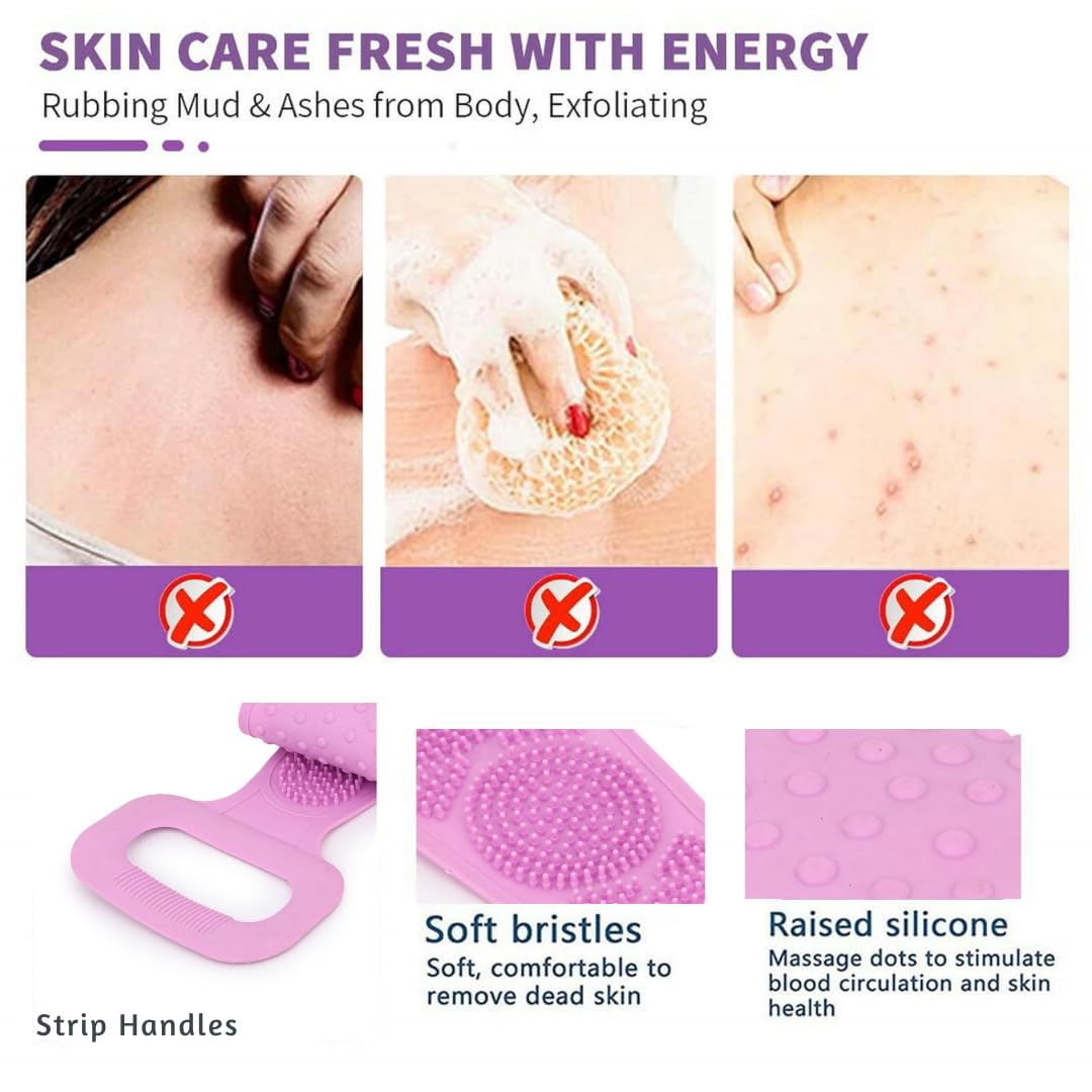 TLBS Bath Body Brush Towel Eco-Friendly Back Scrubber Shower Brush Silicone Bath Body Brush (Loos)