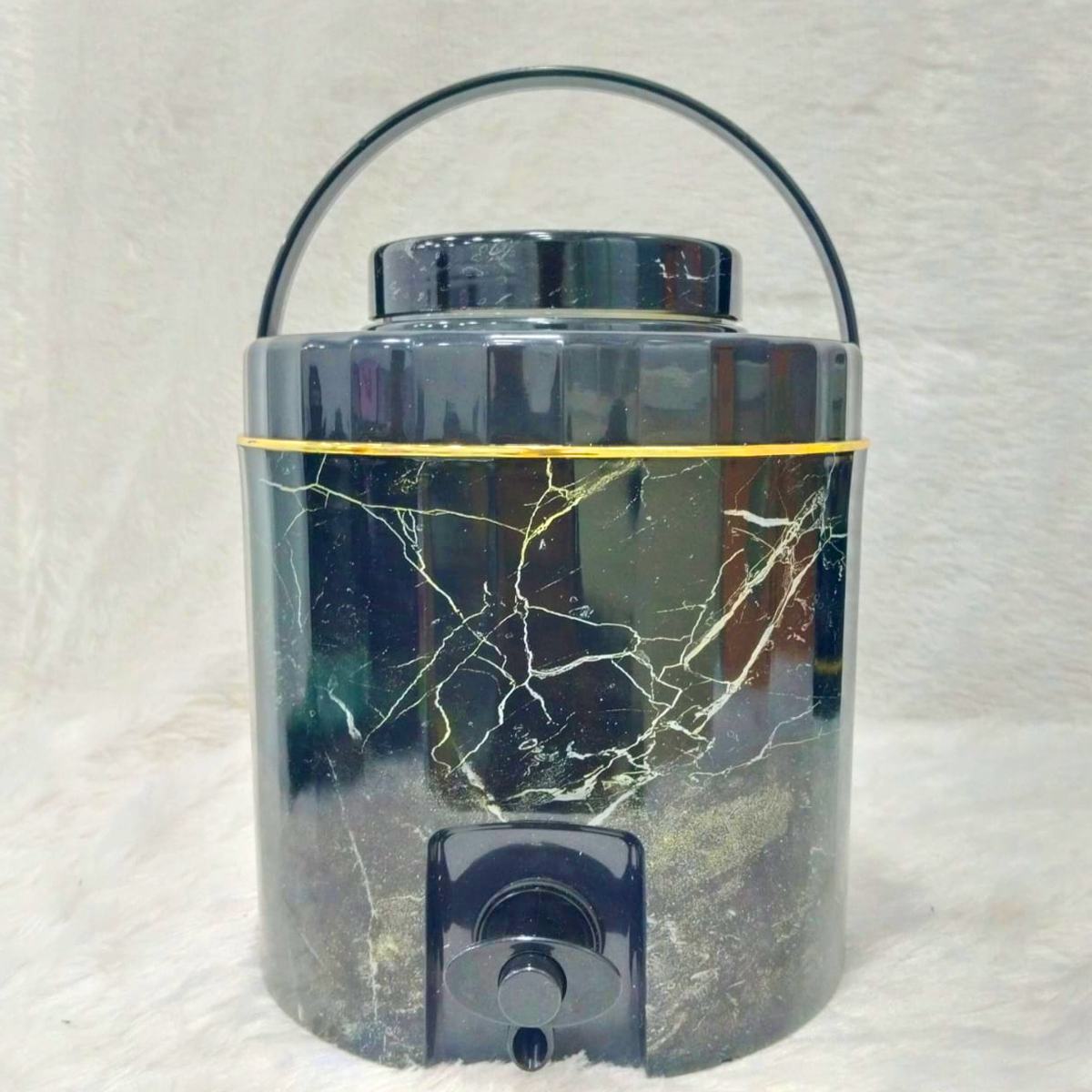 Rishabh Tissot Set 2 - Premium Black Marble Finish Water Jug & Hot Pot Combo