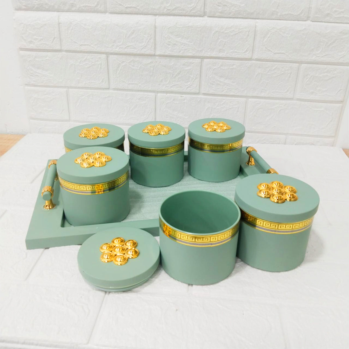 Rishabh Phantom Plus Container Set of 6 with Tray – Stylish & Trendy Storage Jars