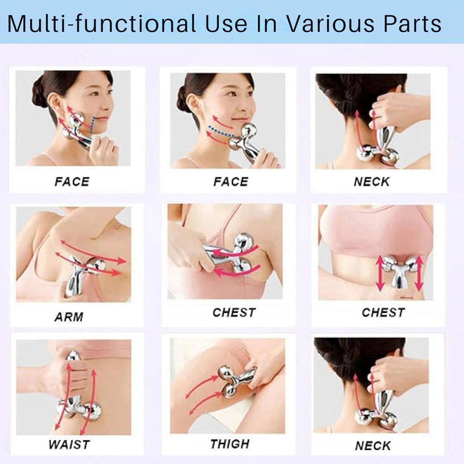 TLBS 3D Manual Roller Massager 360 Rotate Roller Face Body Massager For Skin Lifting, Wrinkle Remover and Facial Massage, Relaxation and Skin Tightening Tool