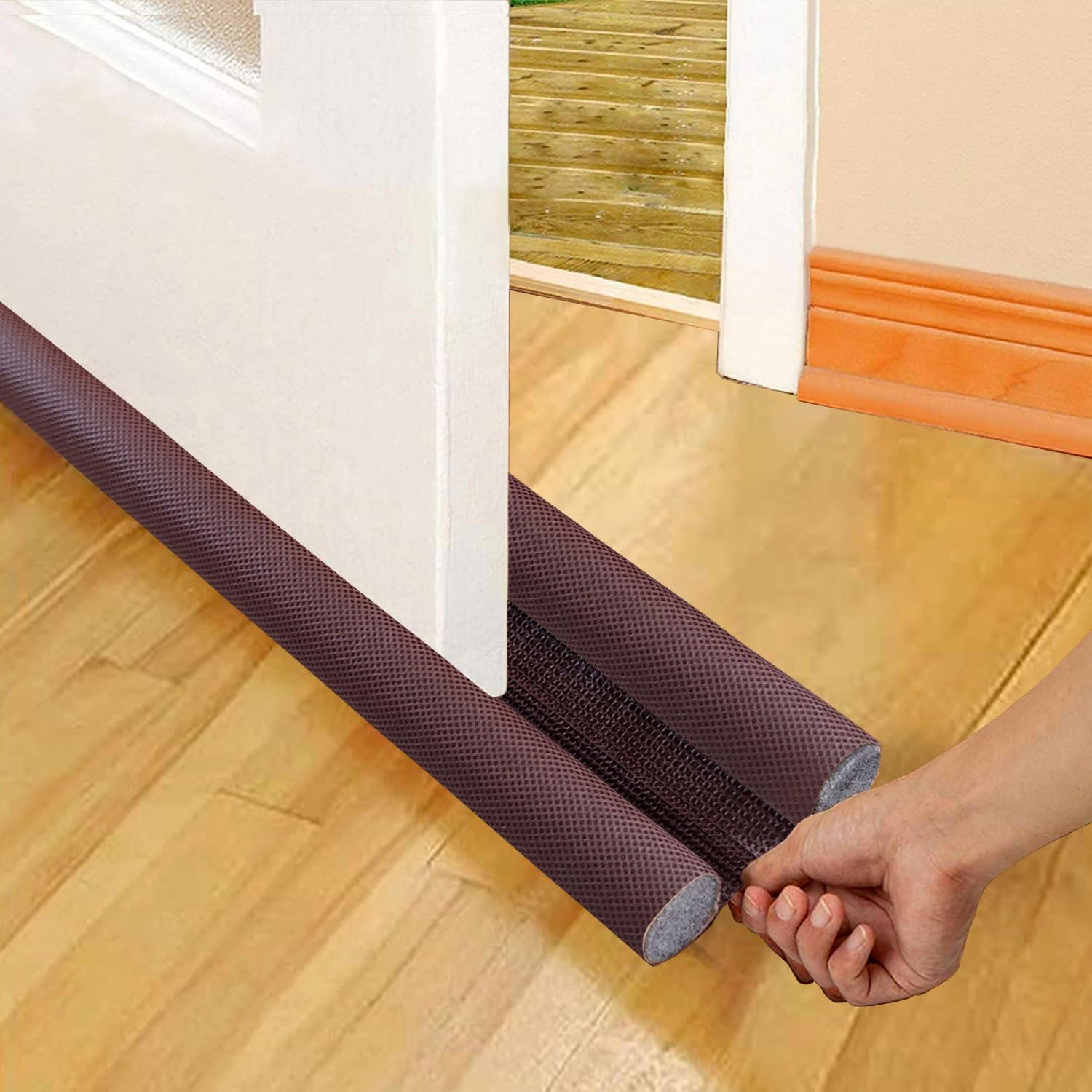 Twin Door Draft Stopper/Guard Protector for Doors and Windows | Door Bottom Sealing Strip Guard for Home