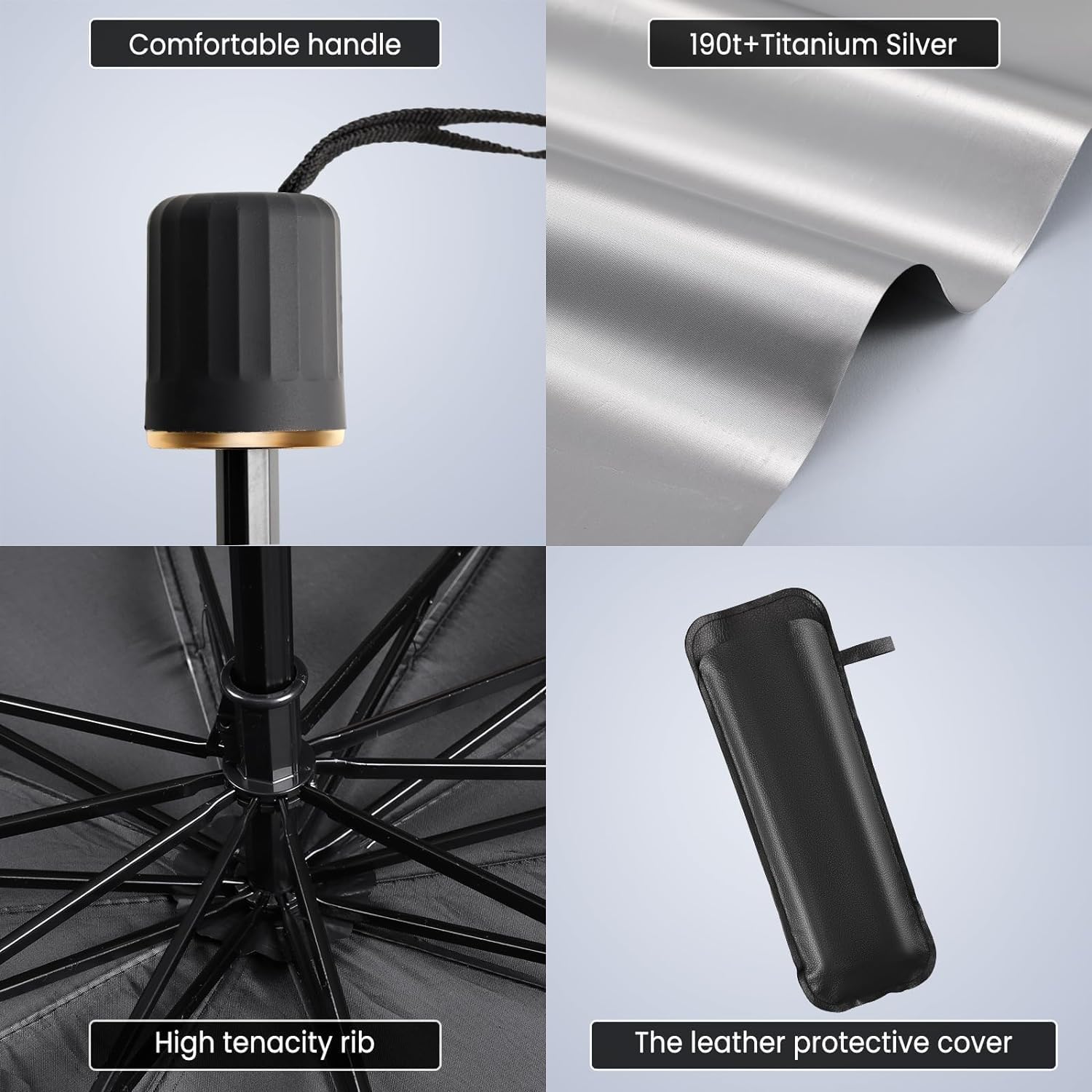 TLBS Car Sun Shade Windshield Cover, Umbrella Windshield Sun Shade for Car Front Window，Sun Protection & Heat Insulation Foldable Sun Shade，Full Cover Sun Shade for Most Vehicles