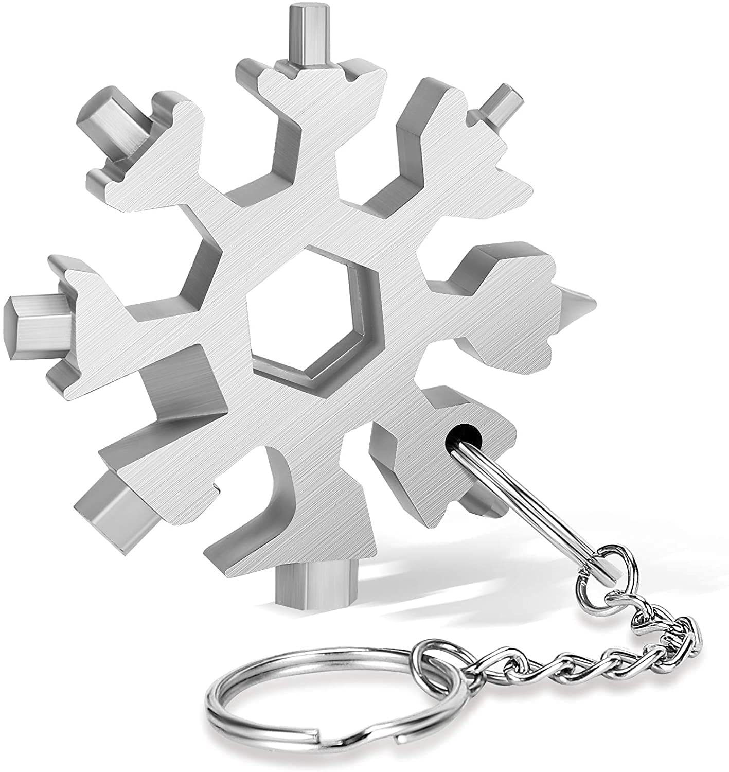 18 in 1 Stainless Steel Snowflake Multi Tool, Durable and Portable, Essential Key Chain, Pocket Bottle Opener, Pocket Wrench