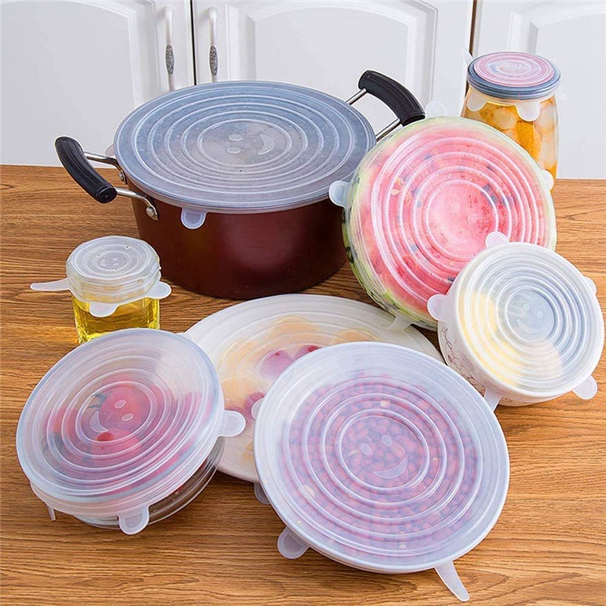 6 Pc Silicone Stretch Microwave Safe Lids Flexible Covers for Utensils, Bowls, Dishes,Plates Jars, Cans, Mugs, Food Safety Reusable Lids (Multicolor)