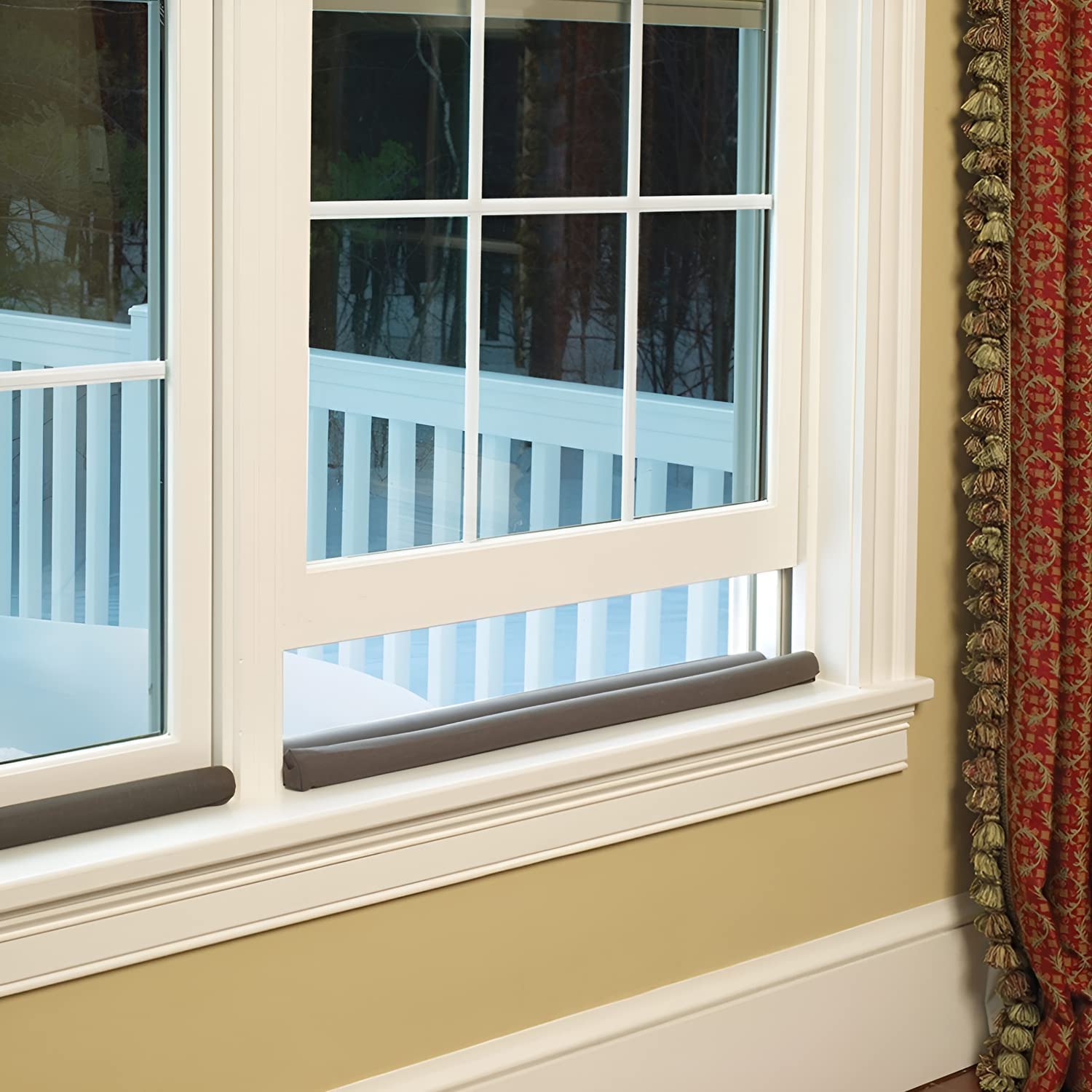 Twin Door Draft Stopper/Guard Protector for Doors and Windows | Door Bottom Sealing Strip Guard for Home