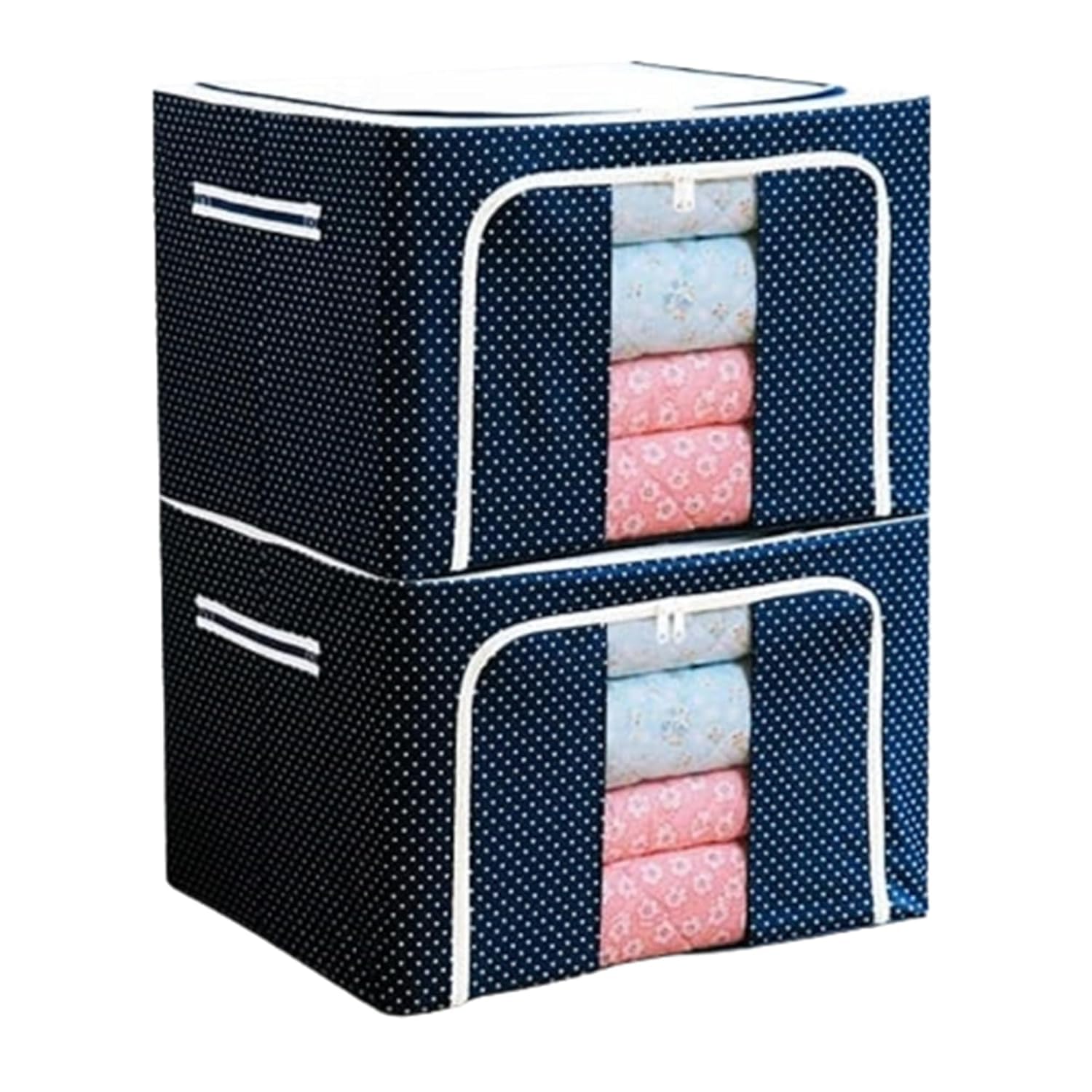 TLBS Storage Box for clothes, Cloth Storage box for wardrobe, cloth organisers storage box, saree boxes for storage Oxford Cloth material(66LTR.)