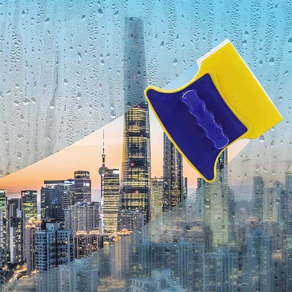 Window Cleaner Double-Side Glazed Two Sided Glass Cleaner Wiper with 2 Extra Cleaning Cotton Cleaner Squeegee Washing Equipment