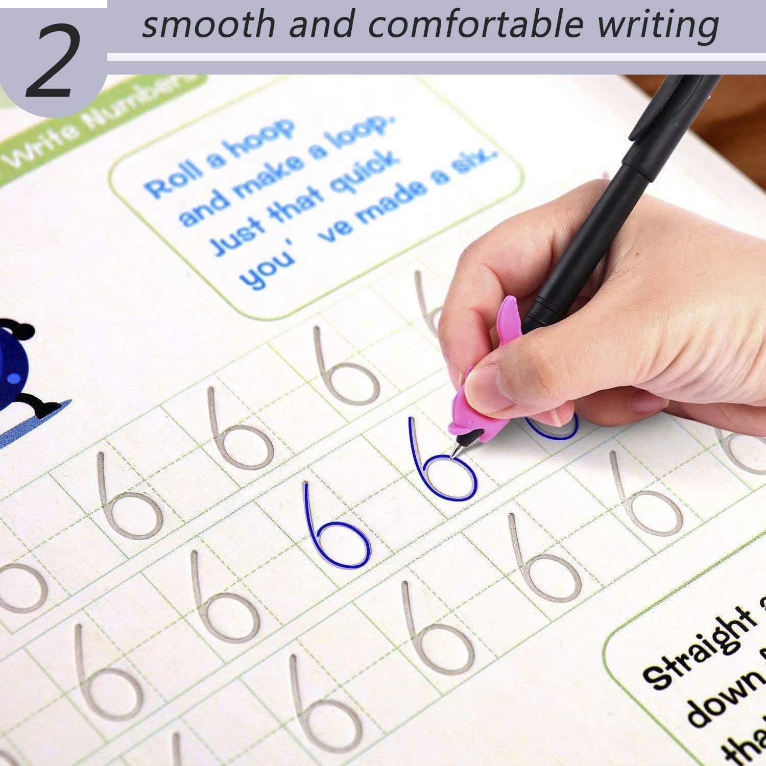 TLBS Magic Practice Copybook for Kids, Handwriting Workbook, Reusable Writing Practice Book for Preschools- Alphabet Number Math Drawing Groove Copybook | 4 Books with Pens, Refills