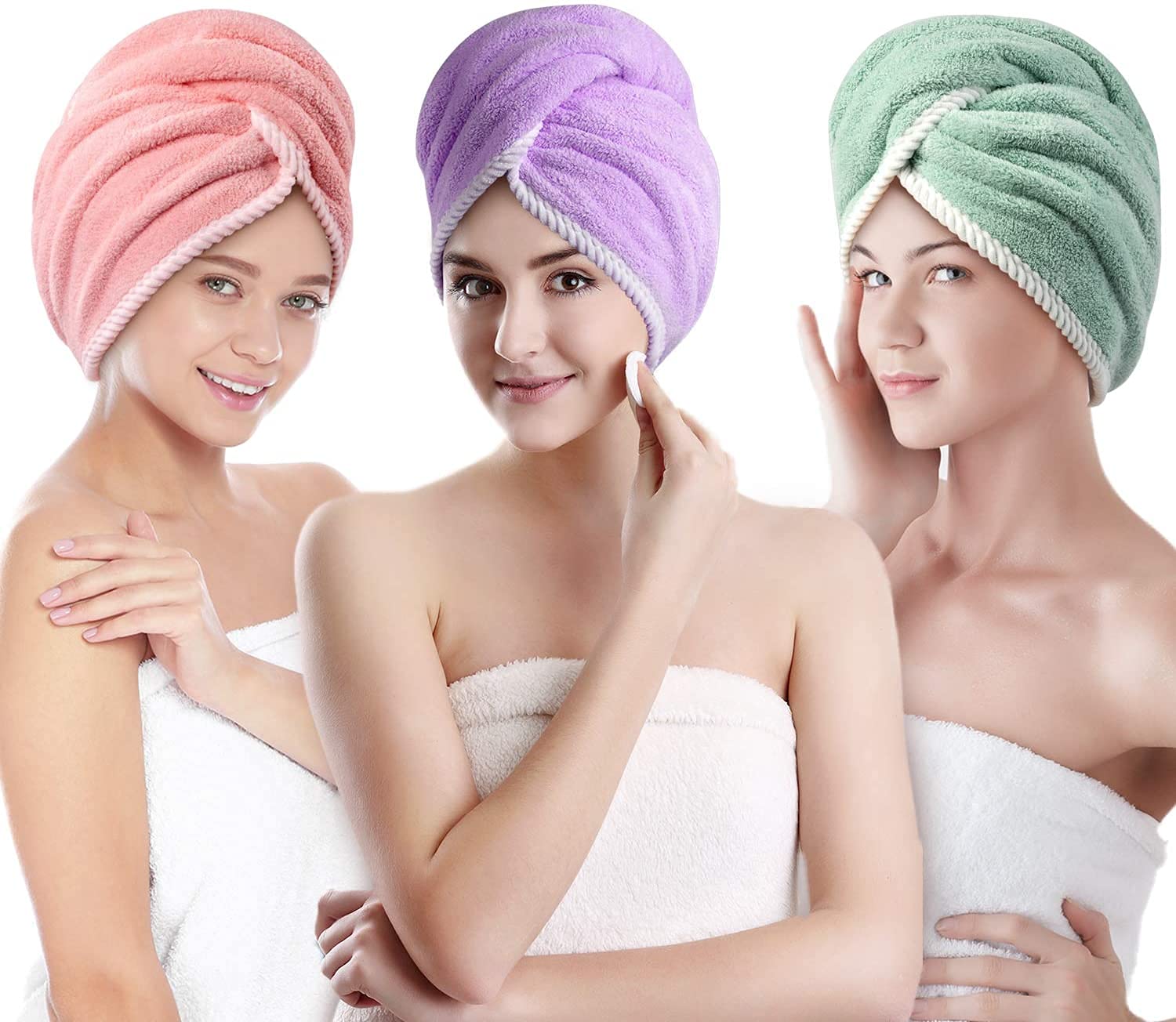 Hair Towel Wrap Absorbent Towel Hair-Drying Bathrobe Microfiber Bath Towel Hair Dry Cap Salon Towel