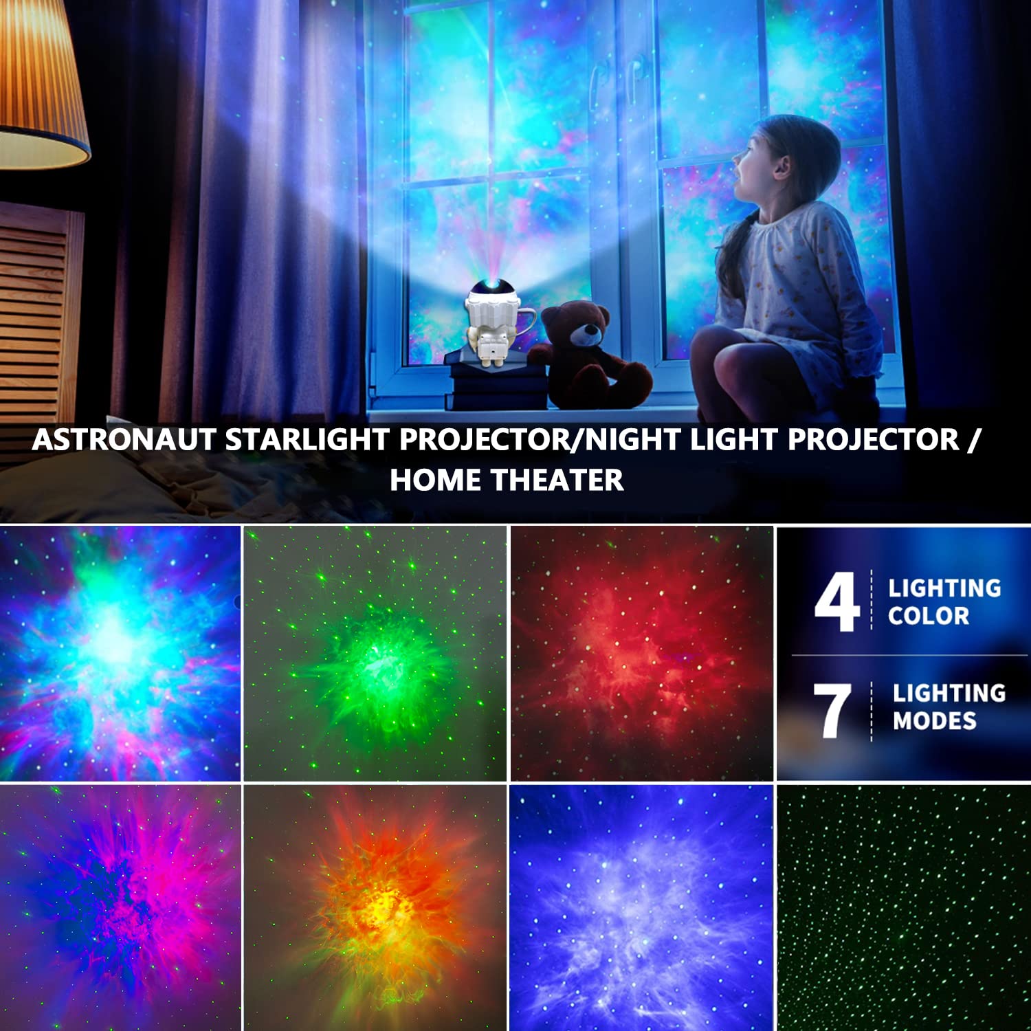 TLBS Star Projector Galaxy Night Light Astronaut Space Projector Starry Nebula Ceiling LED Lamp with Timer & Remote, Kids Room Decor Aesthetic, Gifts for Christmas Birthdays