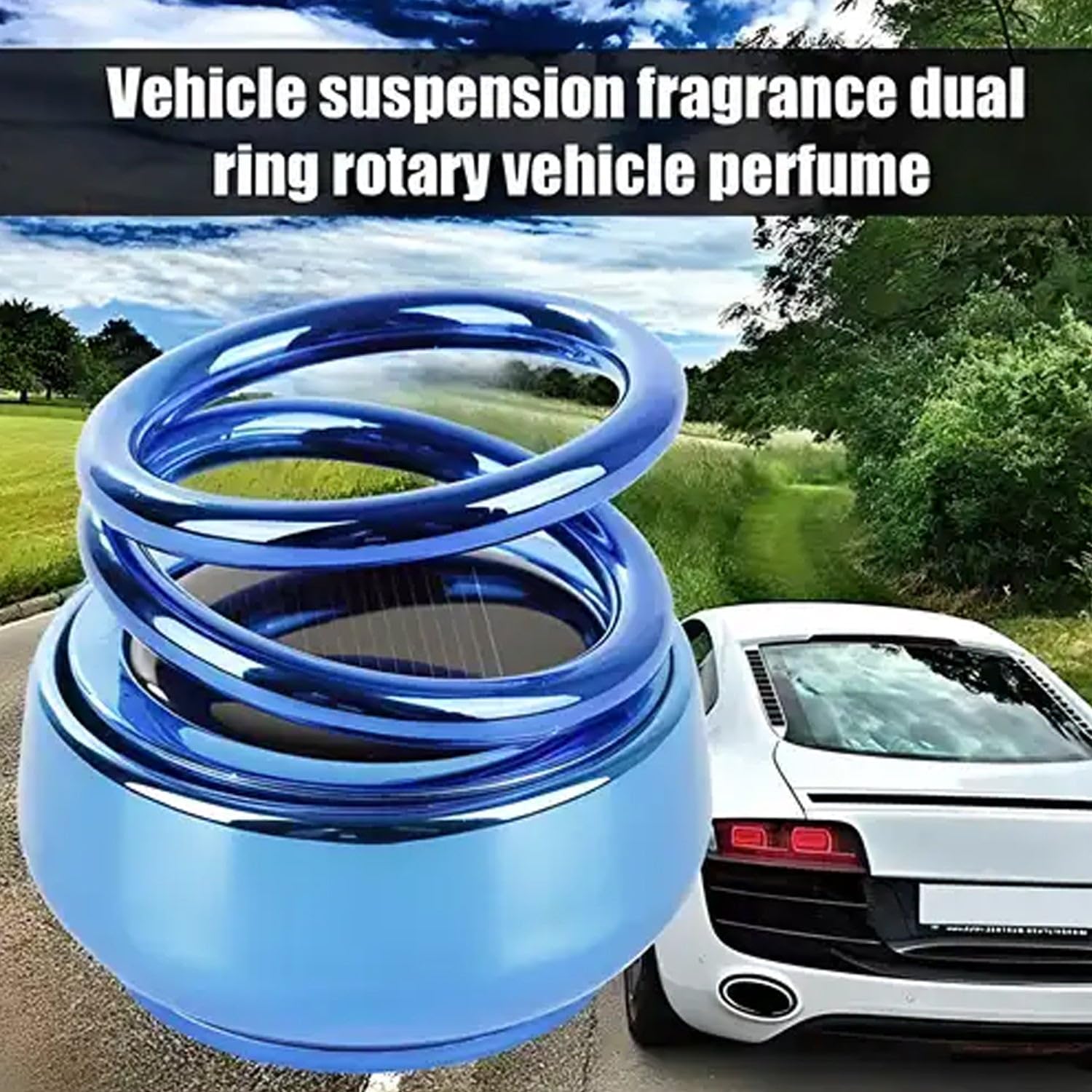 TLBS Solar Power Car Aroma Diffuser 360°Double Ring Rotating Design, Car Fragrance Diffuser, Car Perfume Air Freshener