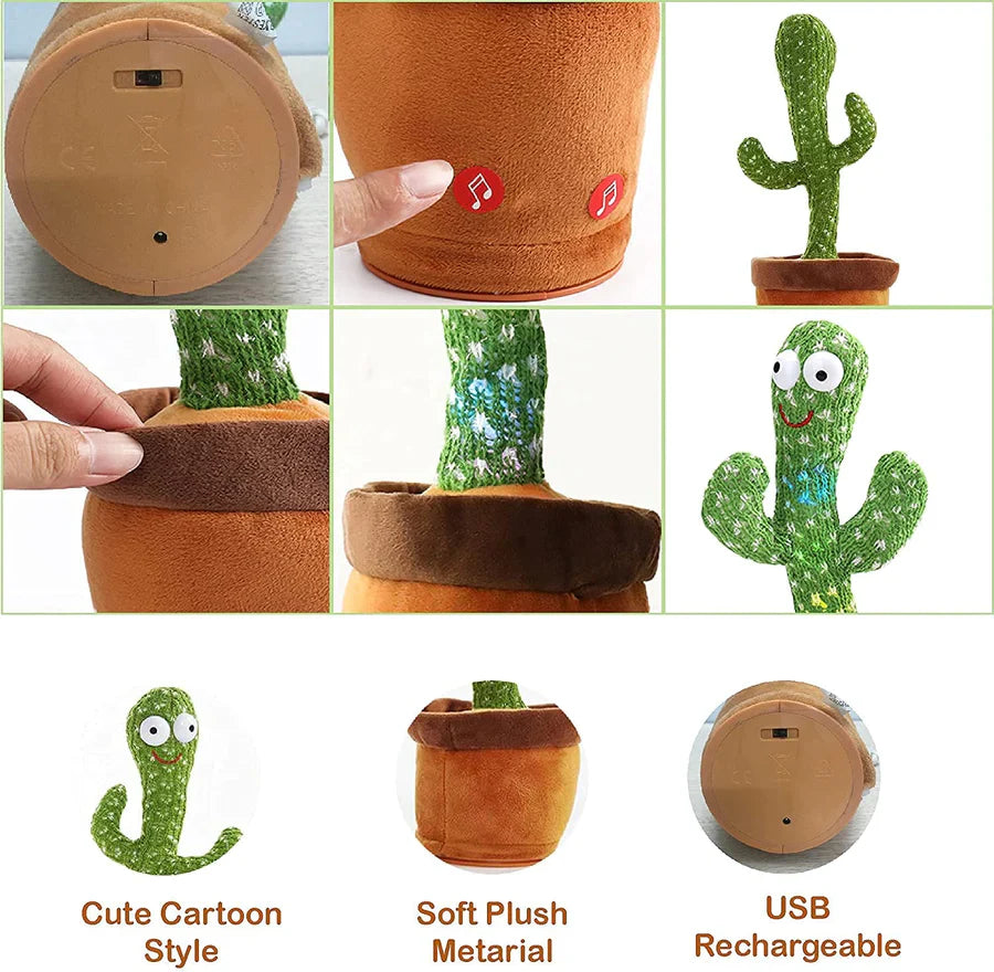 Dancing Cactus Toy for Babies Talking, Speaking, Recording | Repeat What You Say | Singing Electronic Pet for Toddlers | Swing and Sing Toy-Charger Cactus Toy Plant..