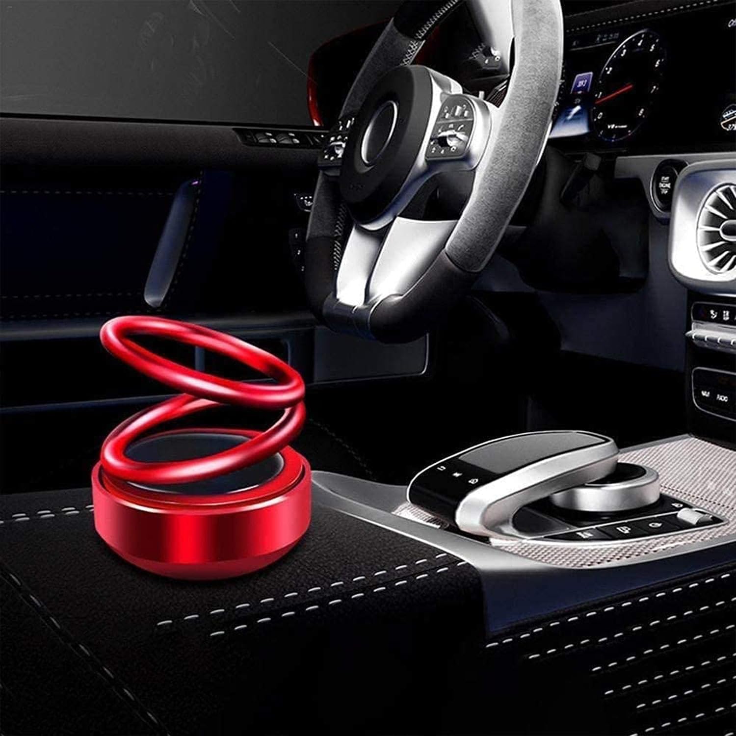 TLBS Solar Power Car Aroma Diffuser 360°Double Ring Rotating Design, Car Fragrance Diffuser, Car Perfume Air Freshener