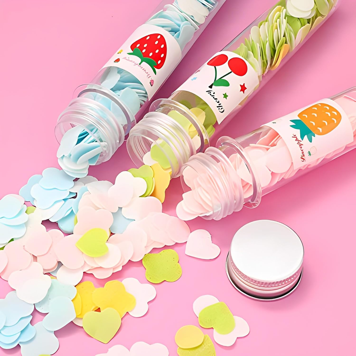 Soft Paper Soap Flower Design Tube Shape Bottle (Assorted/Random Colour)