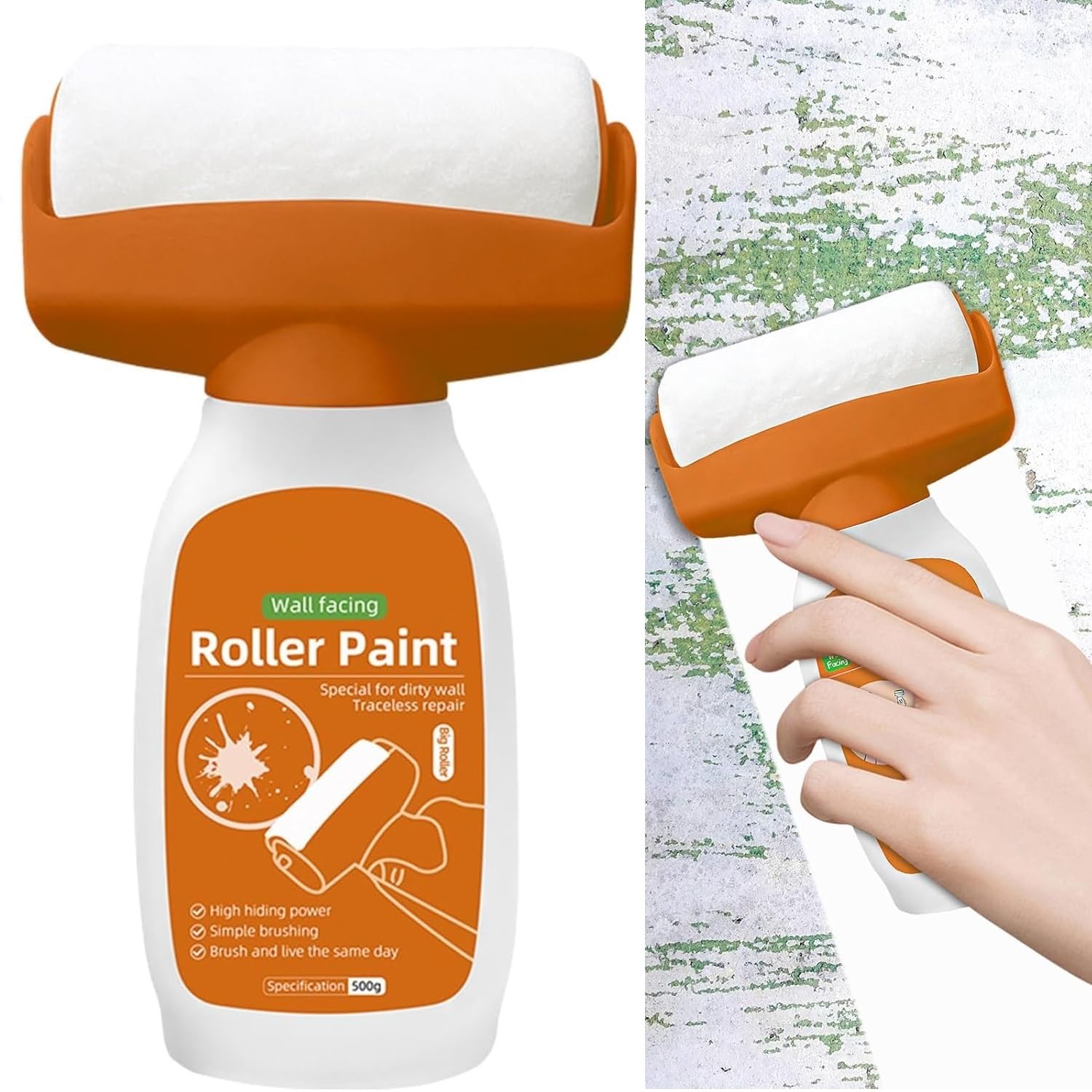 TLBS Wall Repair Roller Paint Household Supply Cleaning Tool Water Based Latex DIY Renovation with Roller Multifunctional Paint Roller for Cracks (500g)