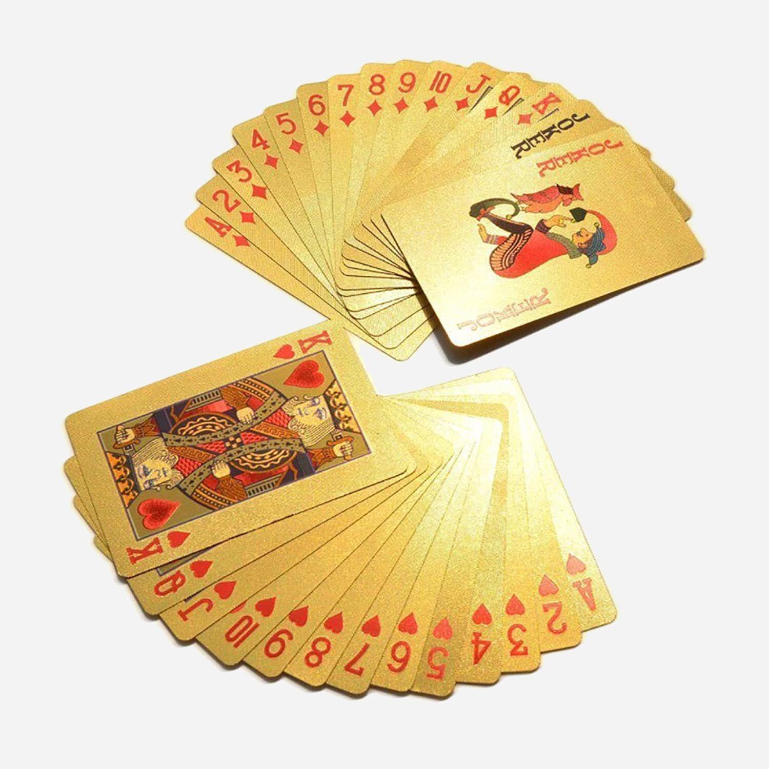TLBS Gold Plated Poker Playing Cards, Classic PVC Poker Table Cards for Adults