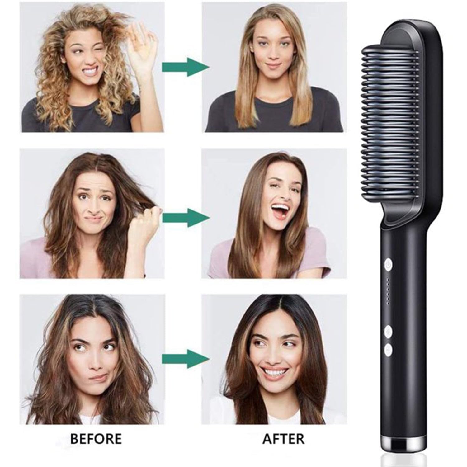 Hair Straightener, Hair Straightener Comb For Women & Men, Hair Styler, Straightener Machine Brush/Ptc Heating Electric Straightener With 5 Temperature Rain Clean