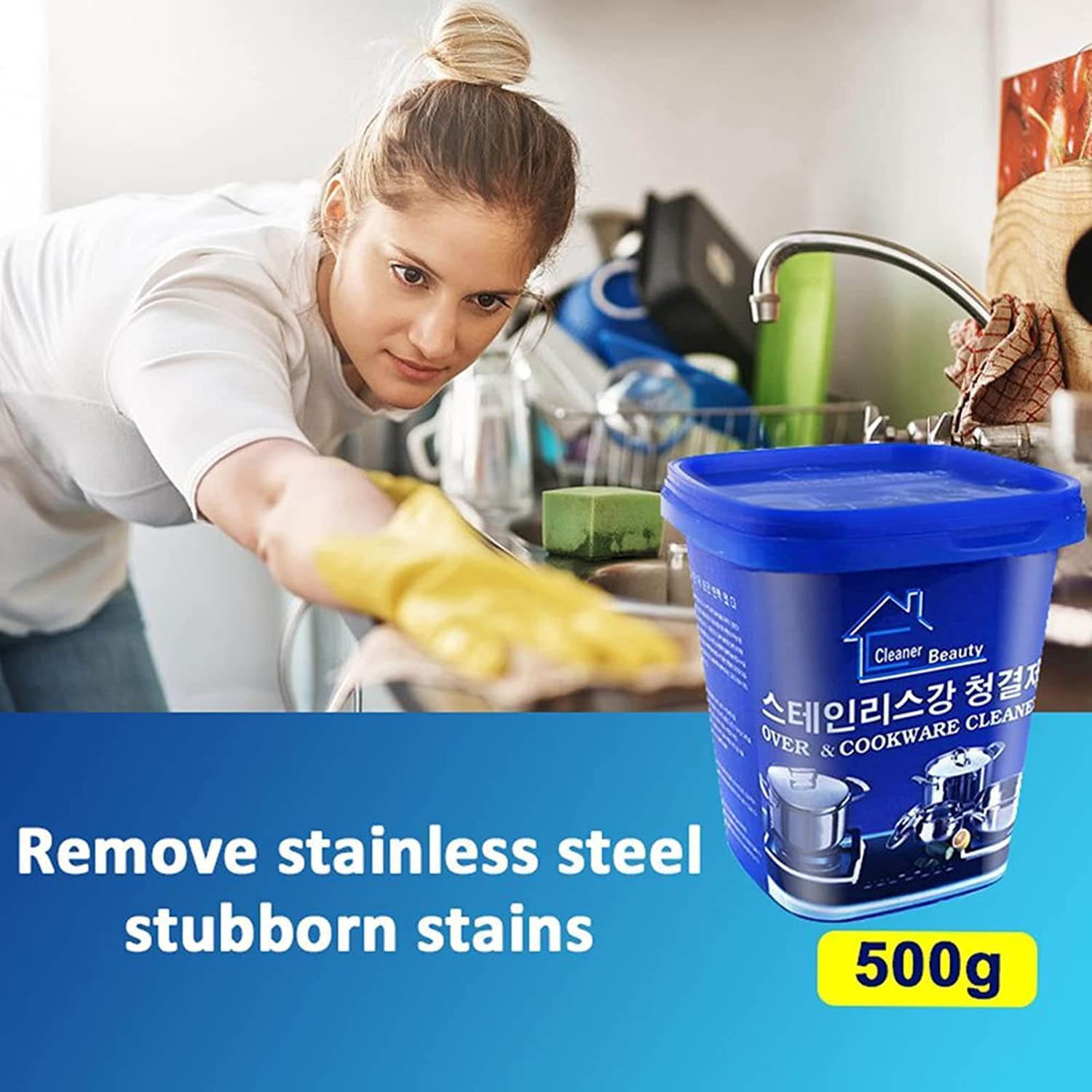 TLBS Quickly Cleans Cookware Surfaces Oven & Cookware Cleaner Stainless Steel Cleaning Paste Remove Stains from Pots Pans Multi-Purpose Cleaner & Polish Removes Household Clean - 400 gm