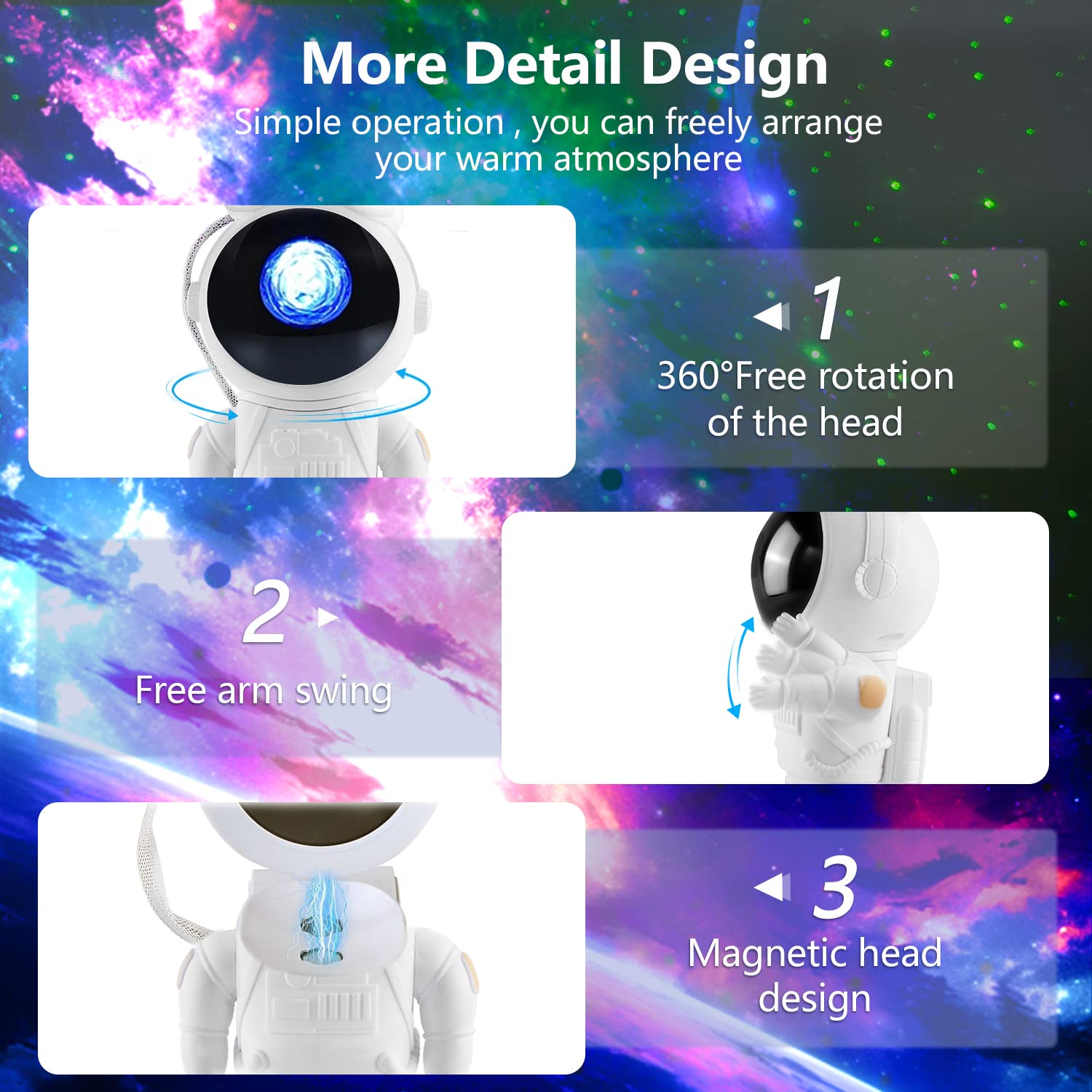 TLBS Star Projector Galaxy Night Light Astronaut Space Projector Starry Nebula Ceiling LED Lamp with Timer & Remote, Kids Room Decor Aesthetic, Gifts for Christmas Birthdays
