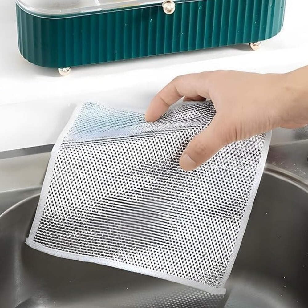 TLBS Non-Scratch Wire Dishcloth, Steel Wire Dish Towel, Multipurpose Wire Dishwashing Rags for Wet and Dry, Scrubs & Cleans for Dishes - 10 PCS